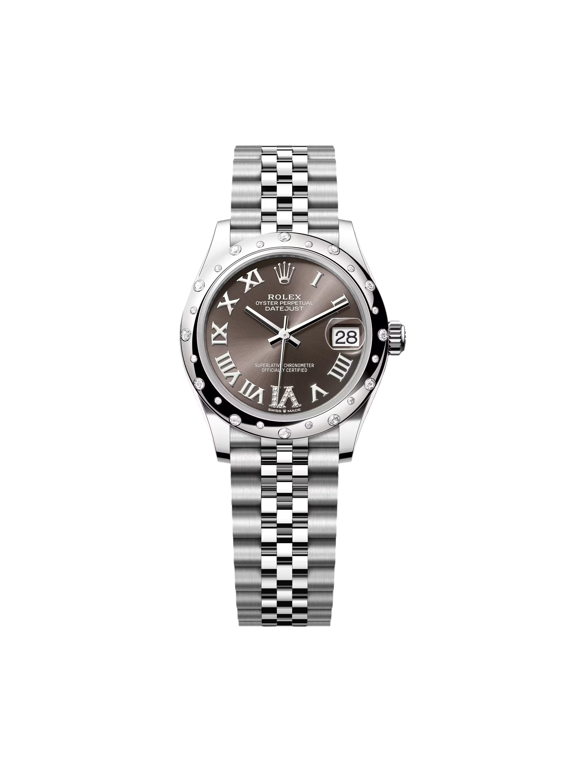 Rolex Datejust m278344 Dark Grey Dial 31mm Domed Diamond