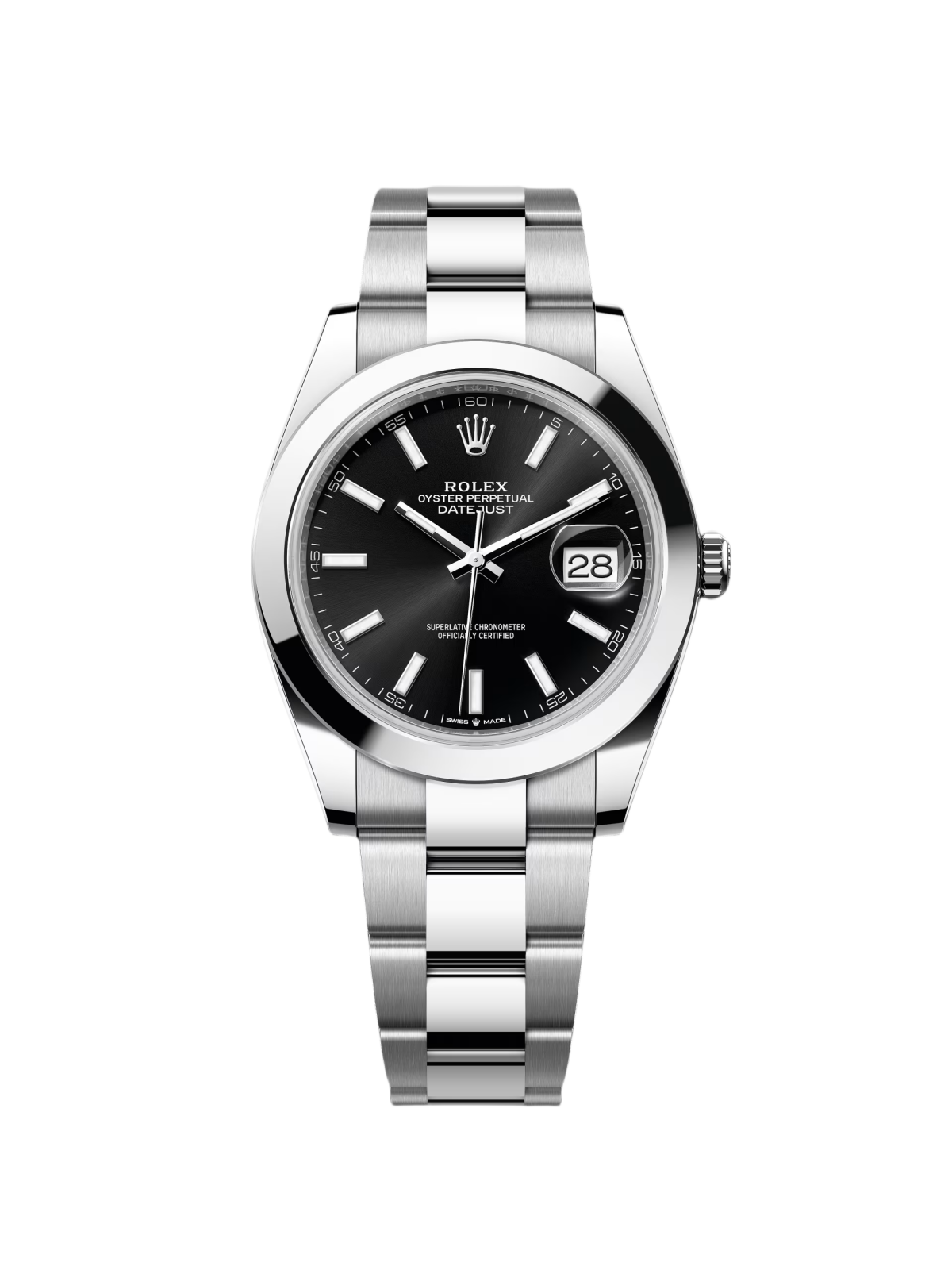 Rolex Datejust 41mm 126300 Black Index Oyster 41mm Stainless Steel Watch