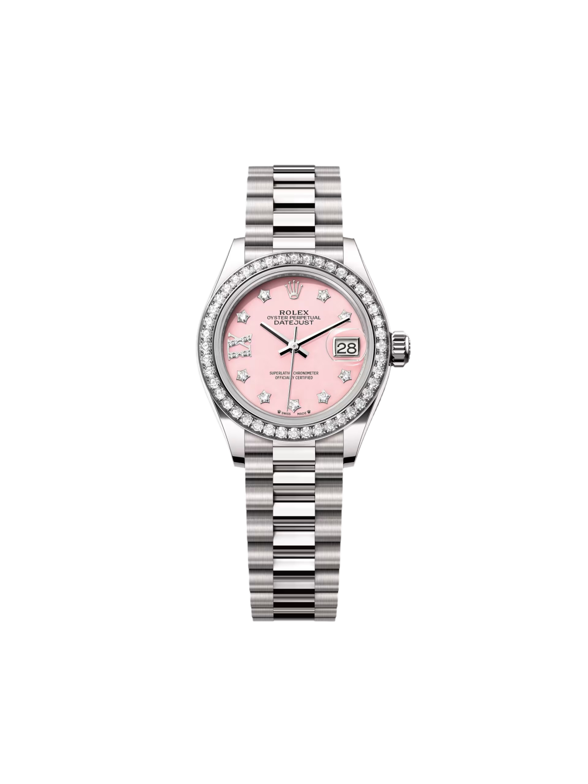 Rolex Lady-Datejust 28mm 279139RBR Pink Opal Diamond Dial and Diamond Bezel White Gold Bracelet