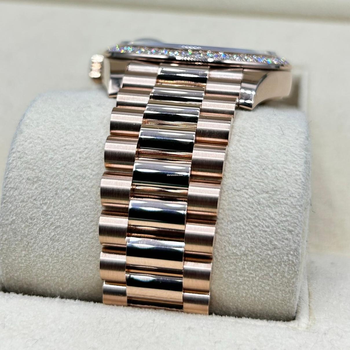 Rolex  Day-Date 40mm Chocolate Baguette Diamond Dial Diamond Bezel Dial Watch 228345RBR