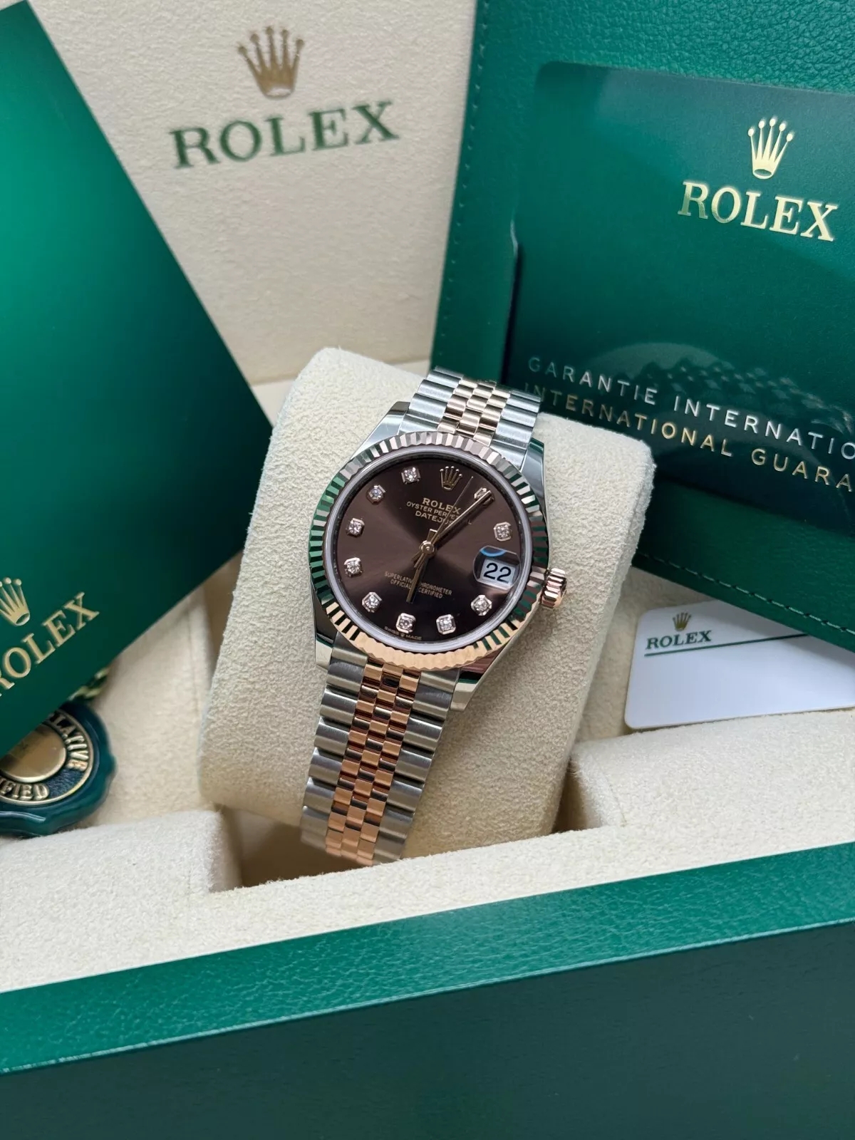 Rolex Lady-Datejust 28mm 279171 Chocolate Diamond Oyster Stainless Steel and Rose Gold