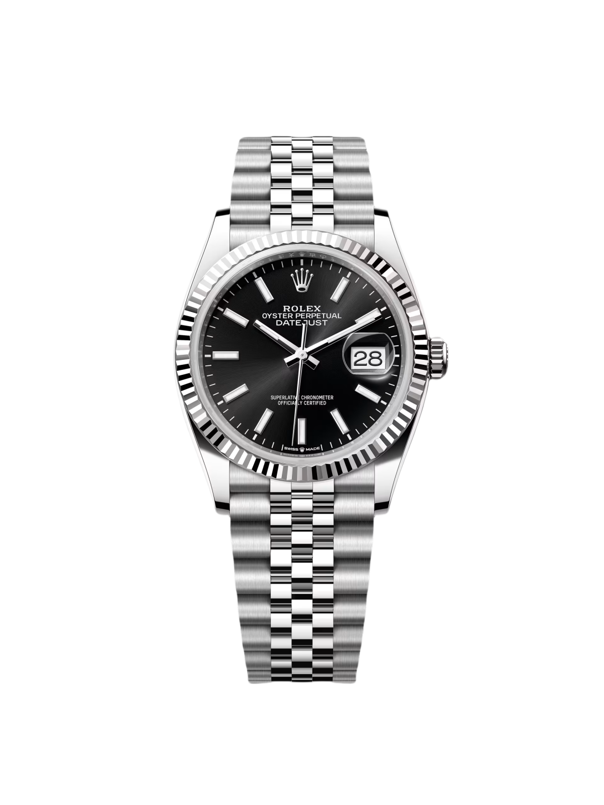 Rolex  Datejust 36mm 126234 Black Index Jubilee Stainless Steel Mens Watch