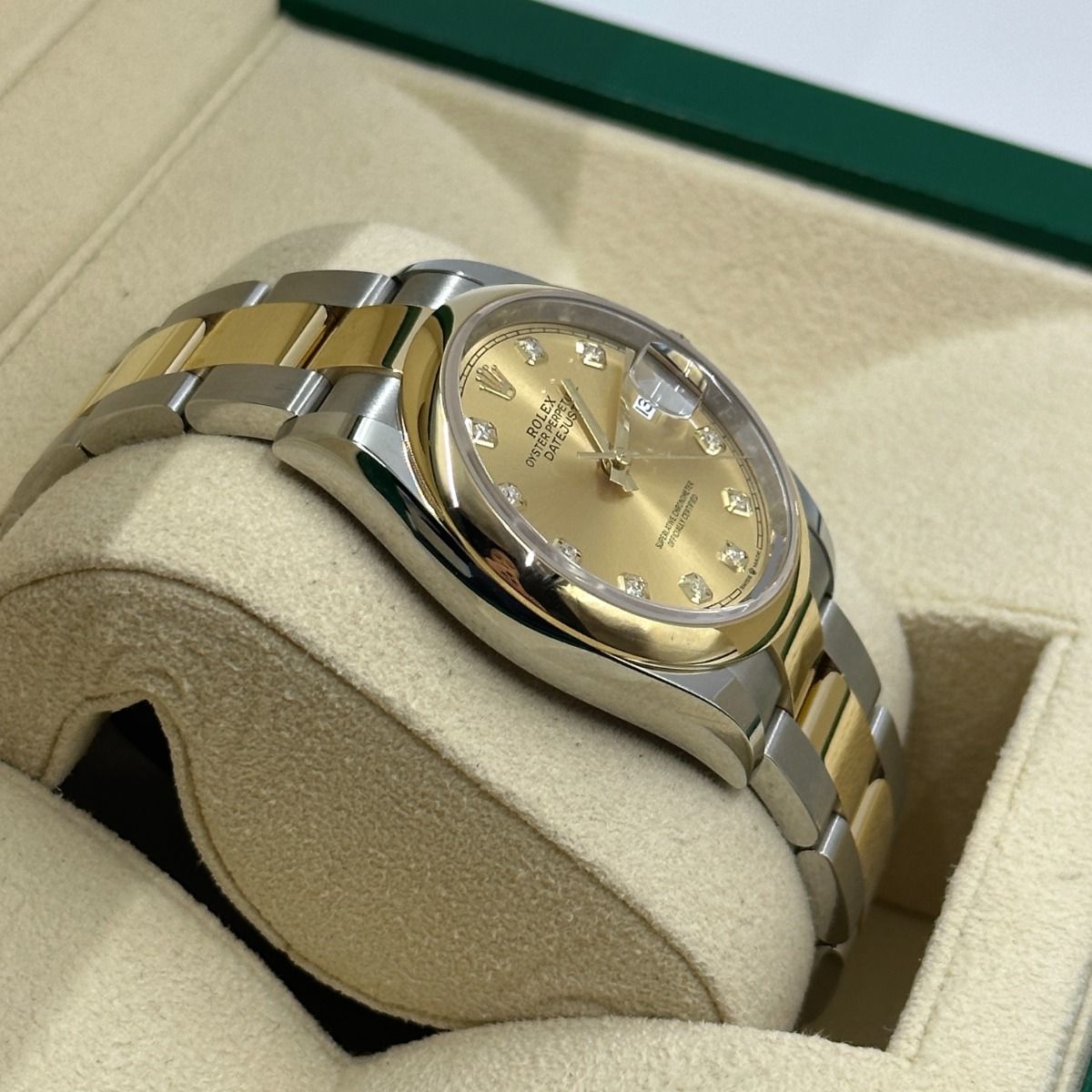 Rolex  Datejust 36mm 126203 Champagne Set with Diamonds Dial Domed Bezel Oyster Bracelet