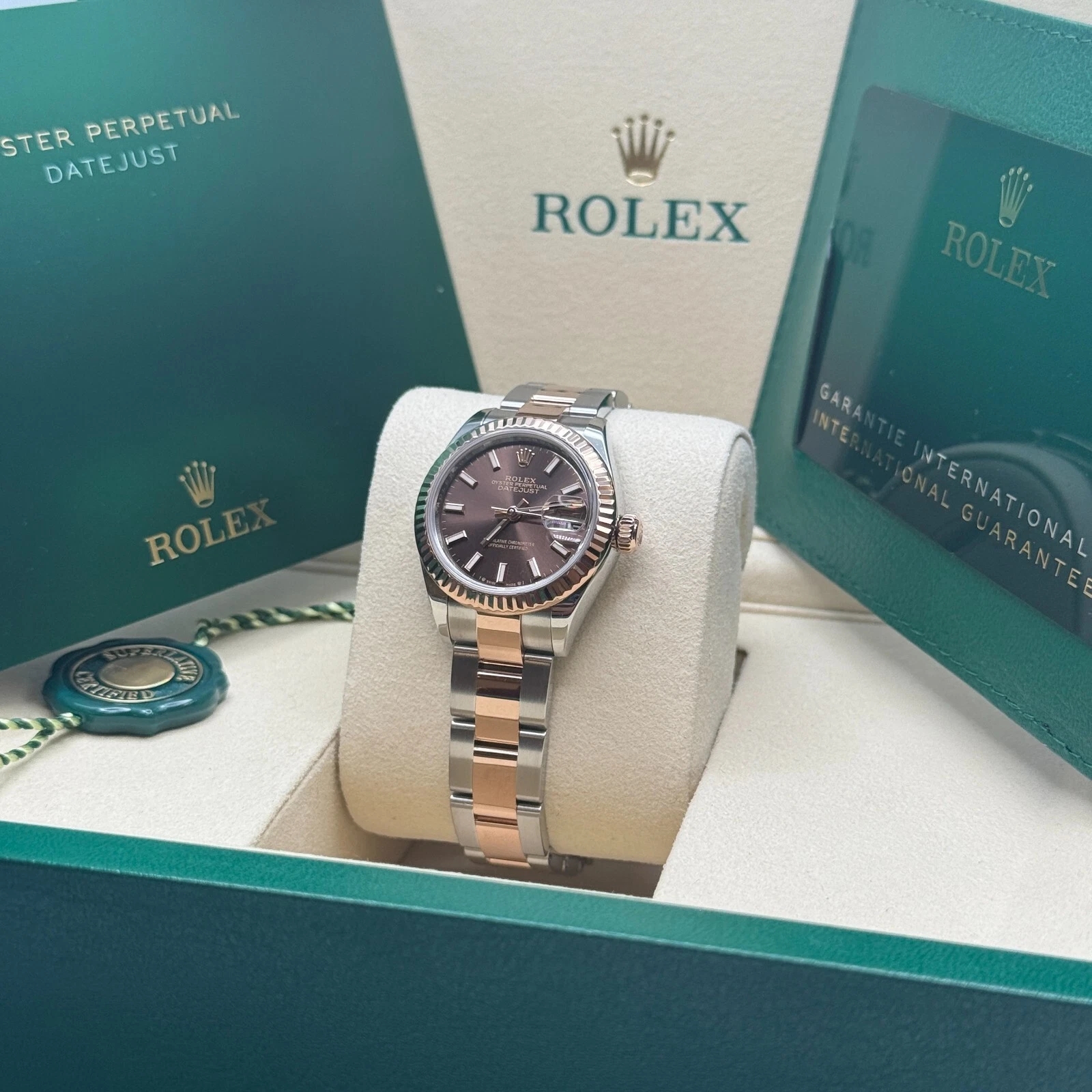 Rolex Lady-Datejust 28mm 279171 Chocolate Index Oyster Stainless Steel and Rose Gold