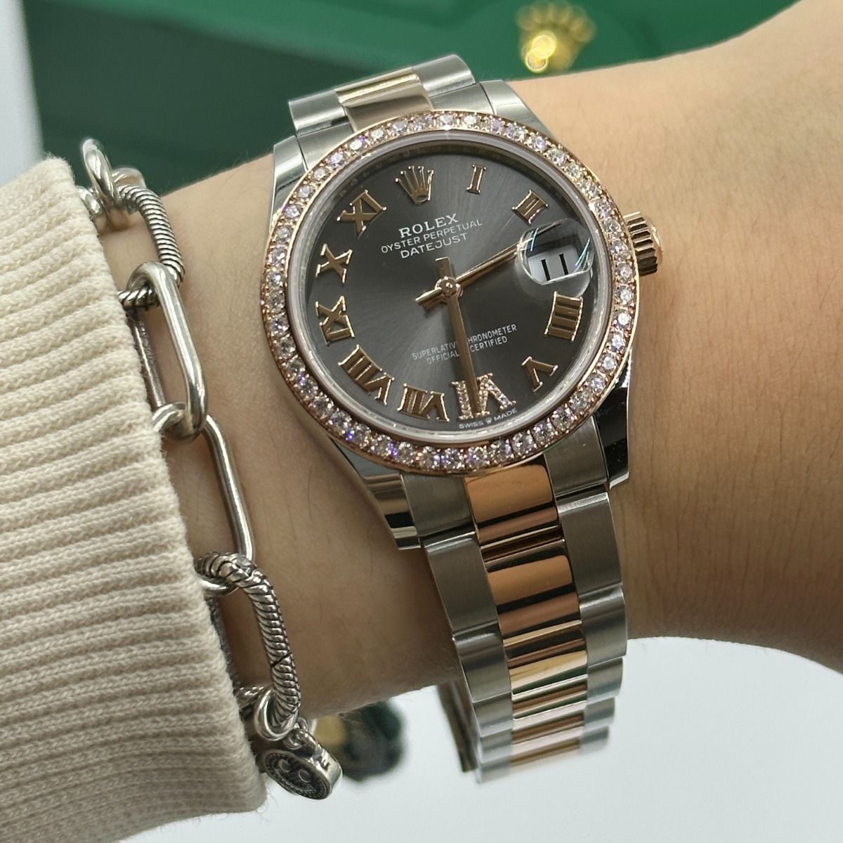 Rolex Datejust m278381-0029/0030 Slate Roman Diamond Dial Diamond-Set Bezel 31mm