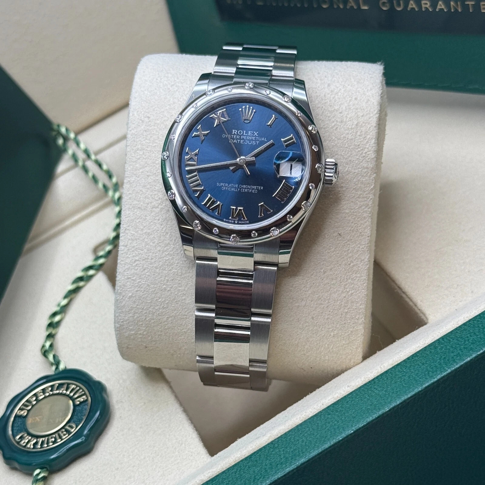 Rolex Datejust m278344-0035/0036 Bright Blue Dial 31mm Domed Diamond Oyster Watch