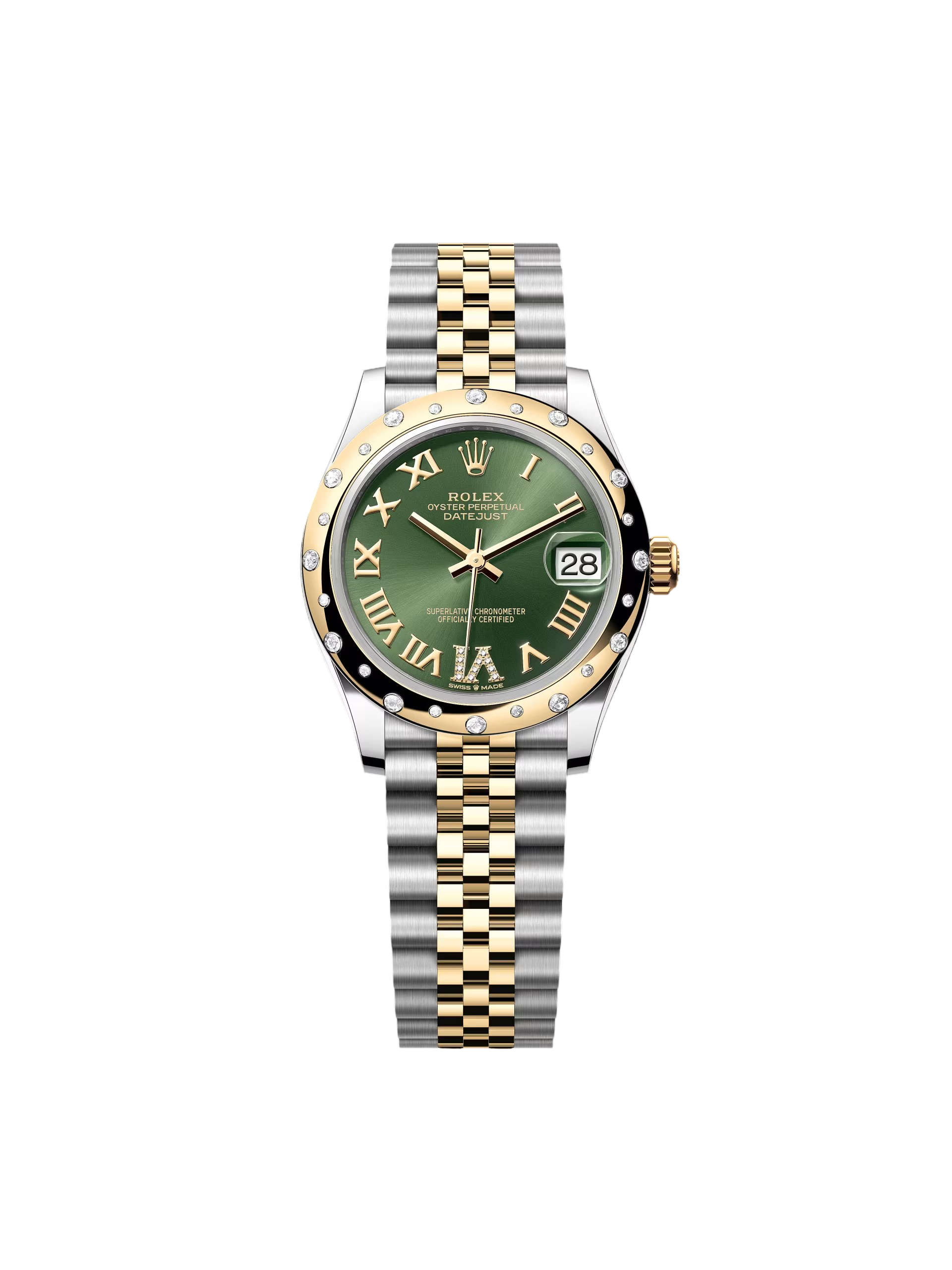 Rolex Datejust m278343 Datejust Green Dial 31mm Jubilee Steel and Yellow Gold