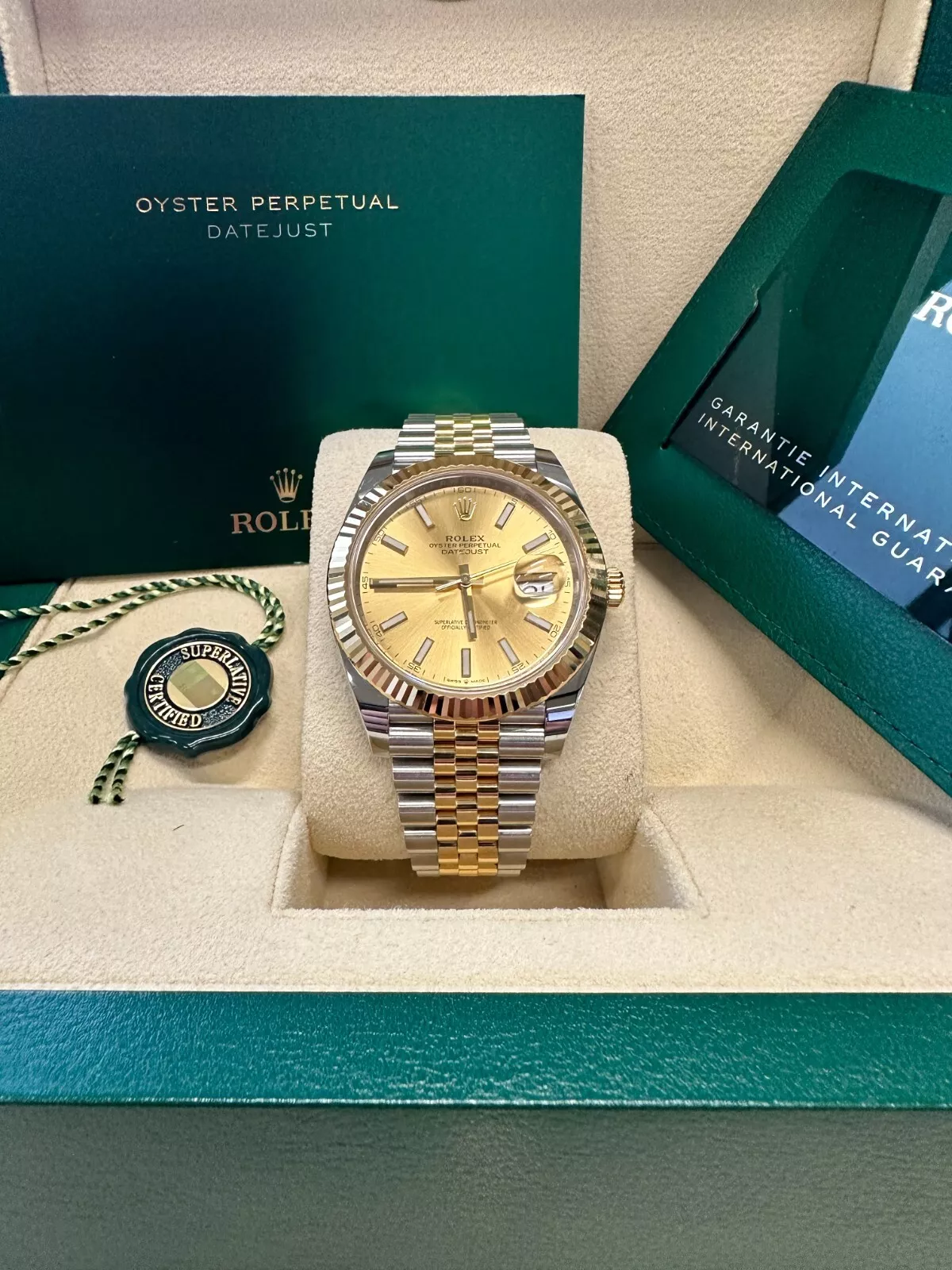 Rolex  Datejust 41mm 126333 Champagne Index Jubilee Steel and Yellow Gold Mens Watch