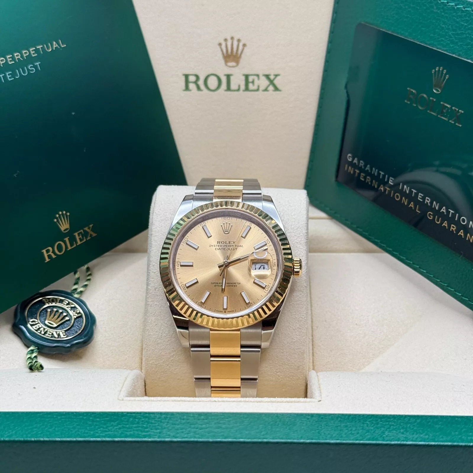 Rolex  Datejust 41mm 126333 Champagne Index Jubilee Steel and Yellow Gold Mens Watch