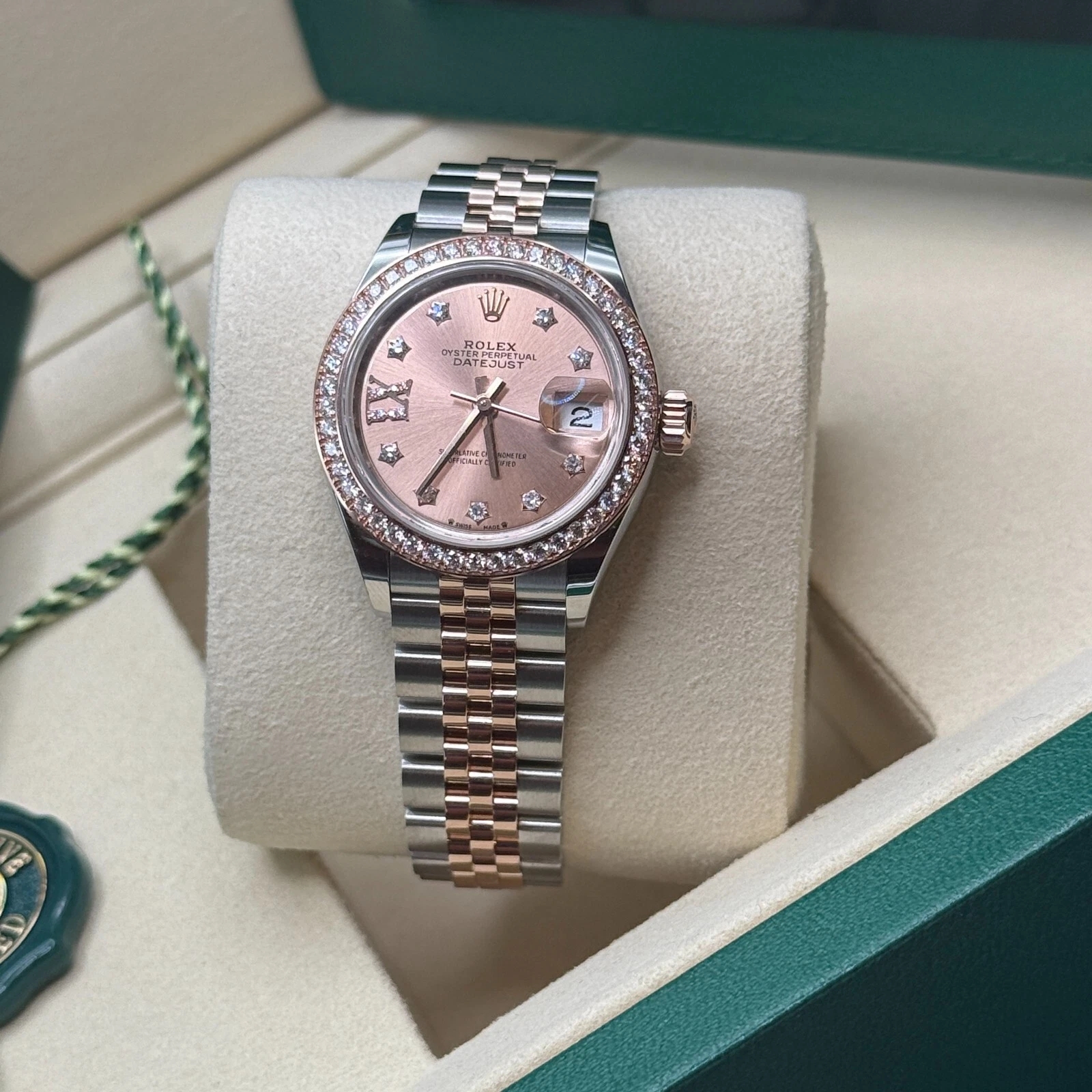Rolex Lady-Datejust 28mm 279381RBR Rose Diamond Dial Oyster Bracelet