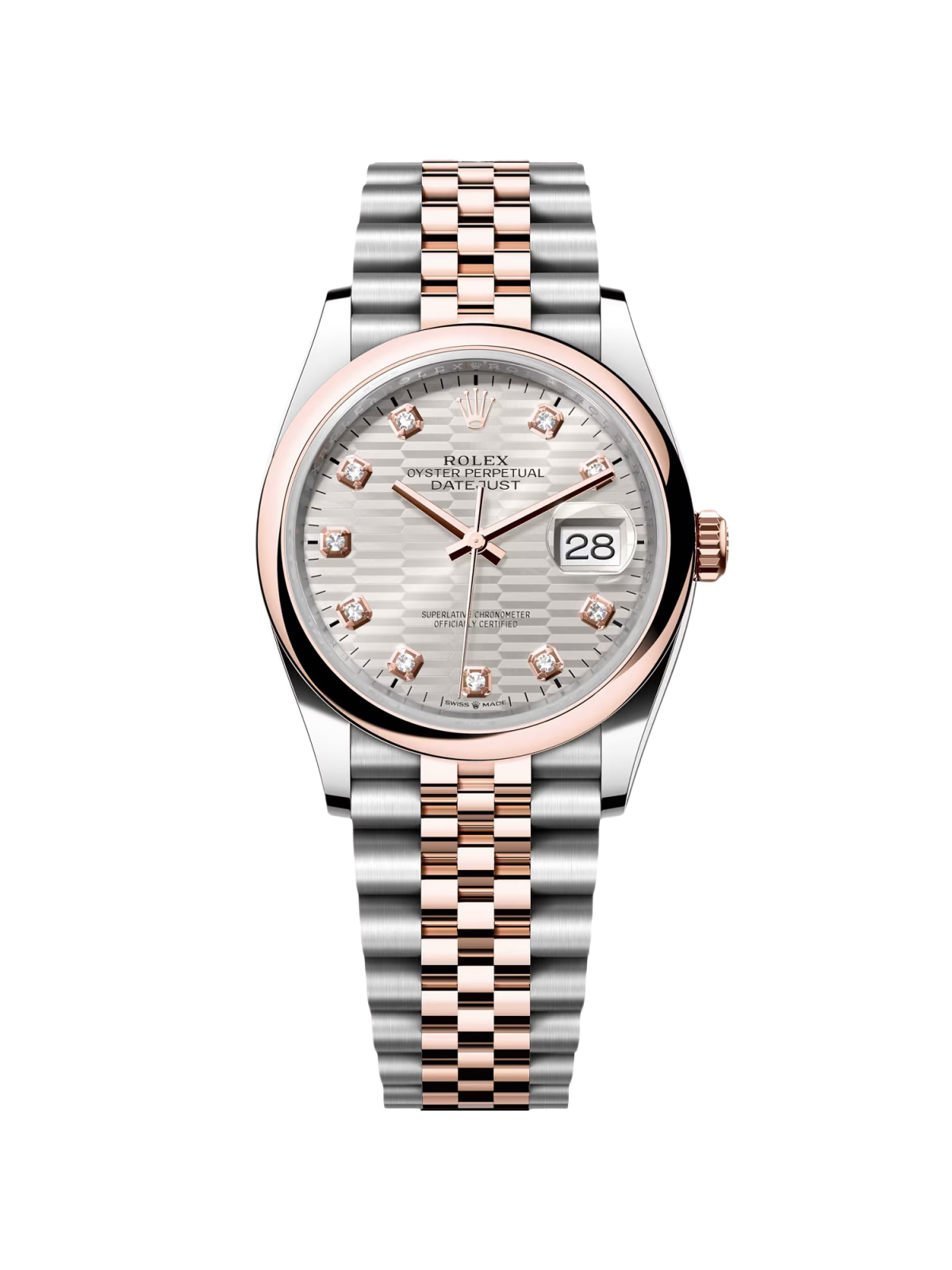 Rolex  Datejust 36mm 126201 Silver Fluted Motif Diamond Dial