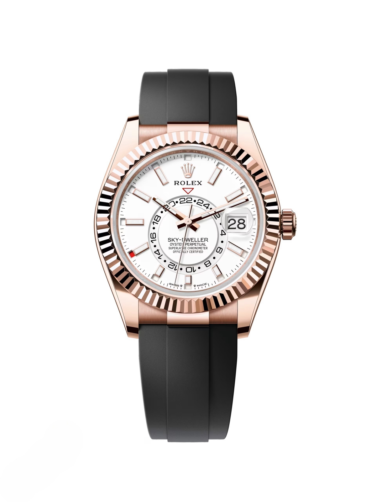 Rolex  Sky-Dweller 42mm Rose Gold White Dial Oysterflex - 336235