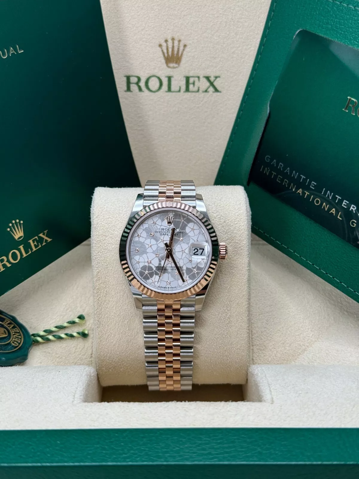 Rolex Datejust m278271-0031/0032 Silver Floral Motif 31mm Dial Oyster Bracelet Watch