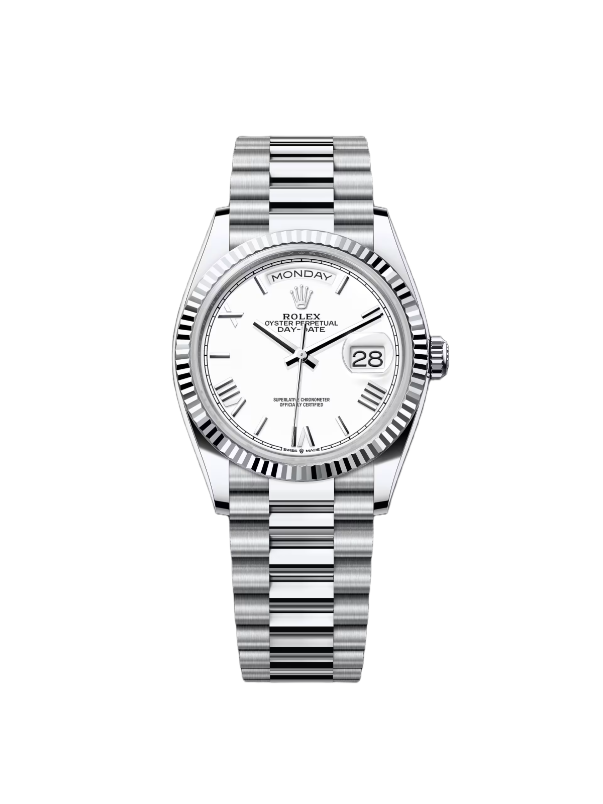 Rolex Day-Date 128236-0017 White Roman Dial 36mm