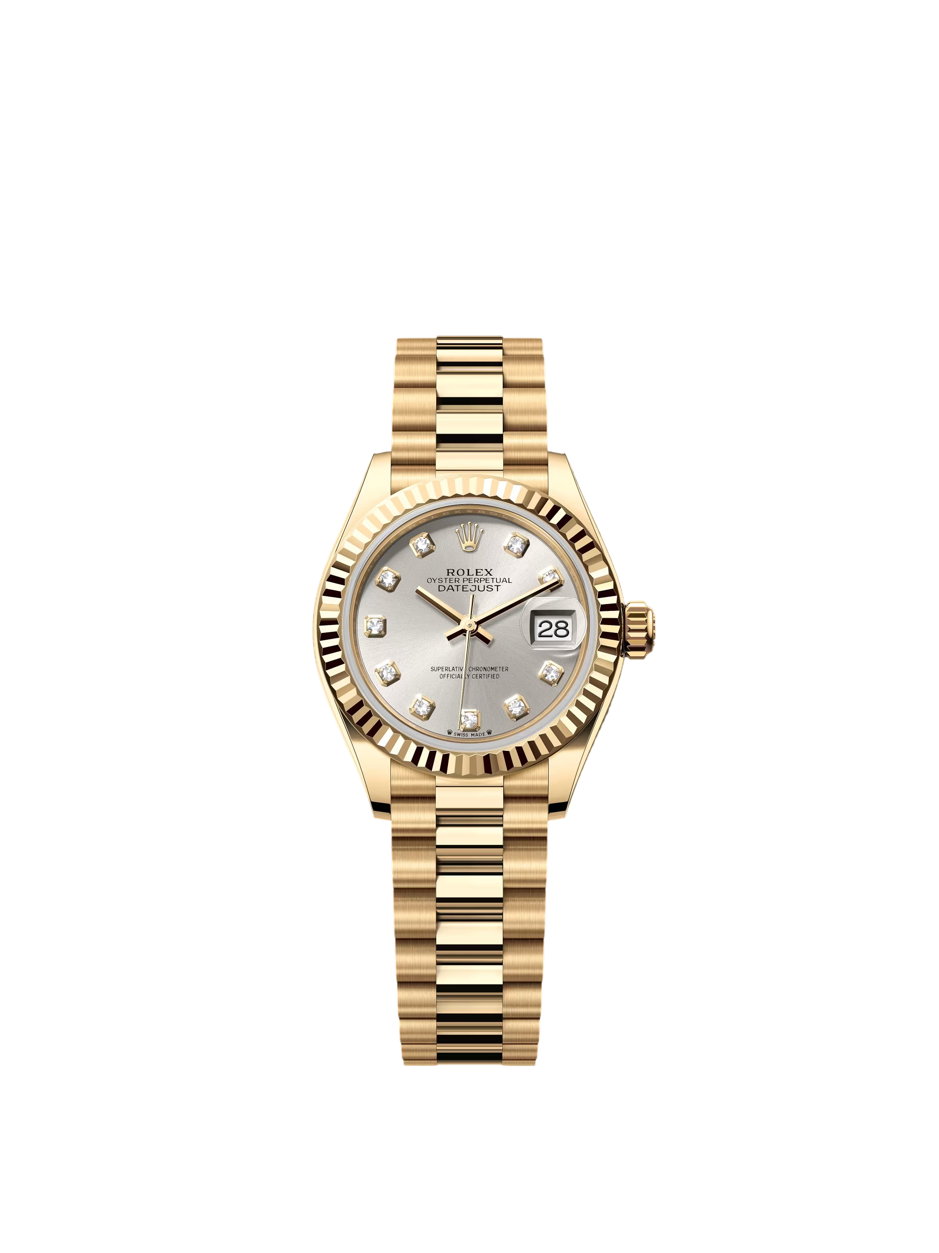 Rolex Lady-Datejust 28mm Silver Diamond Dial