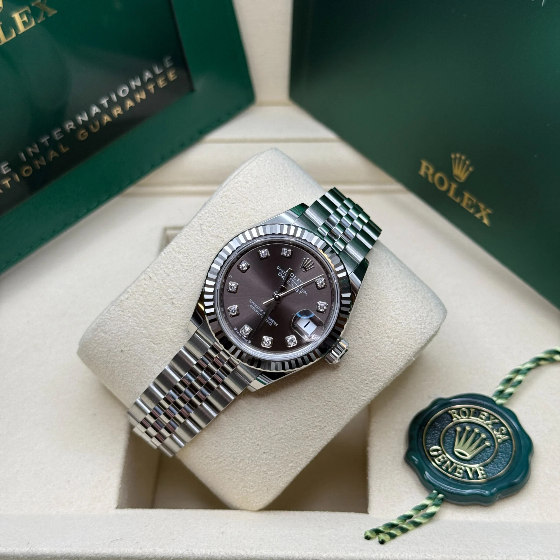 Rolex Lady-Datejust 28mm 279174 Dark Grey Diamond Dial Oyster Bracelet