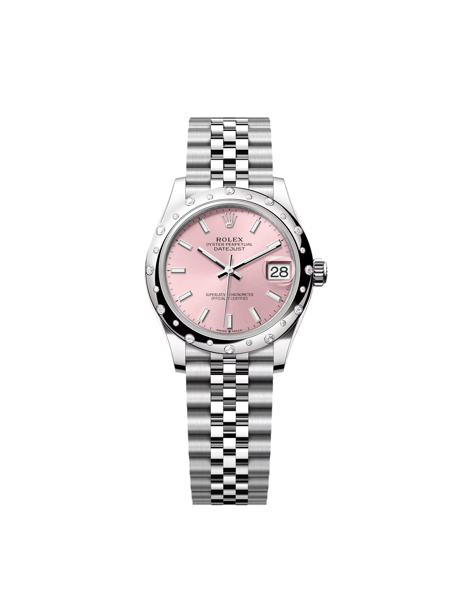 Rolex Datejust m278344 Pink Dial 31mm Domed Diamond