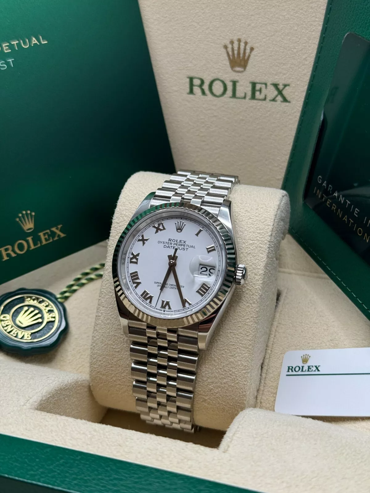 Rolex  Datejust 41mm 126334 White Roman Oyster Stainless Steel Mens Watch