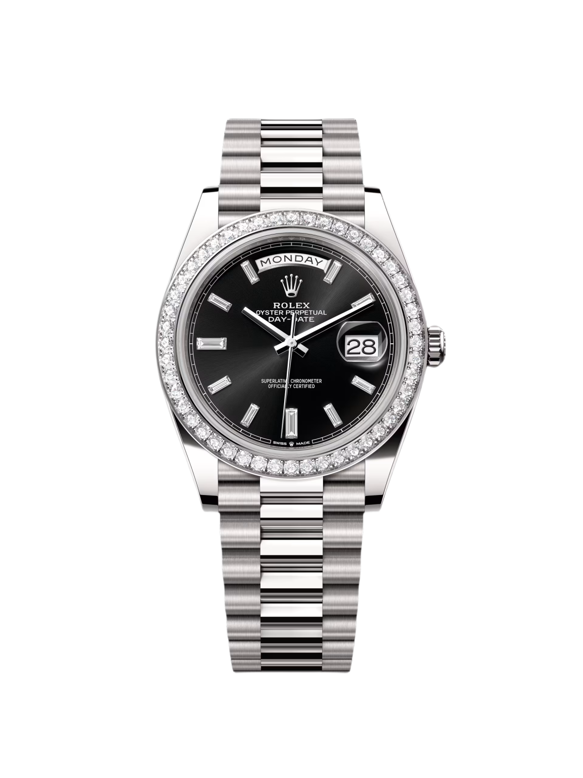 Rolex  Day-Date 40mm 228349RBR-0003 Bright Black Dial President Bracelet