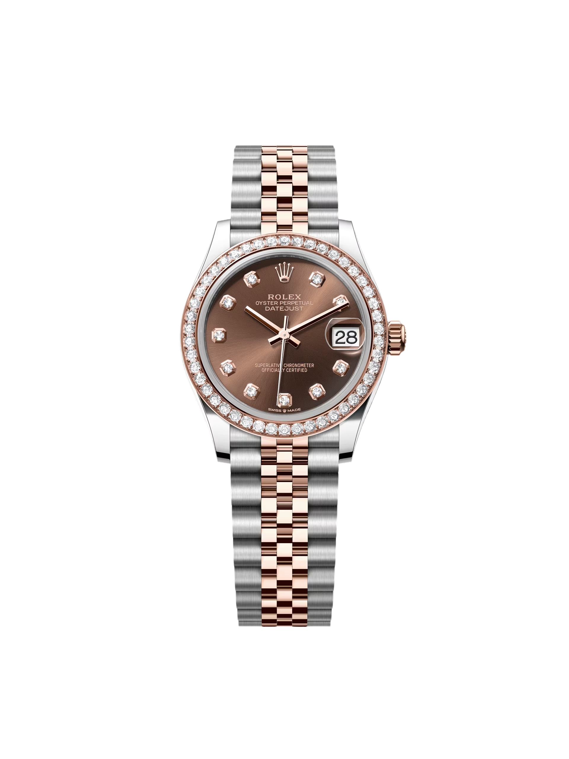 Rolex Datejust m278381-0027/0028 Chocolate Diamond 31mm Dial Diamond-Set Bezel and Oyster Bracelet Watch