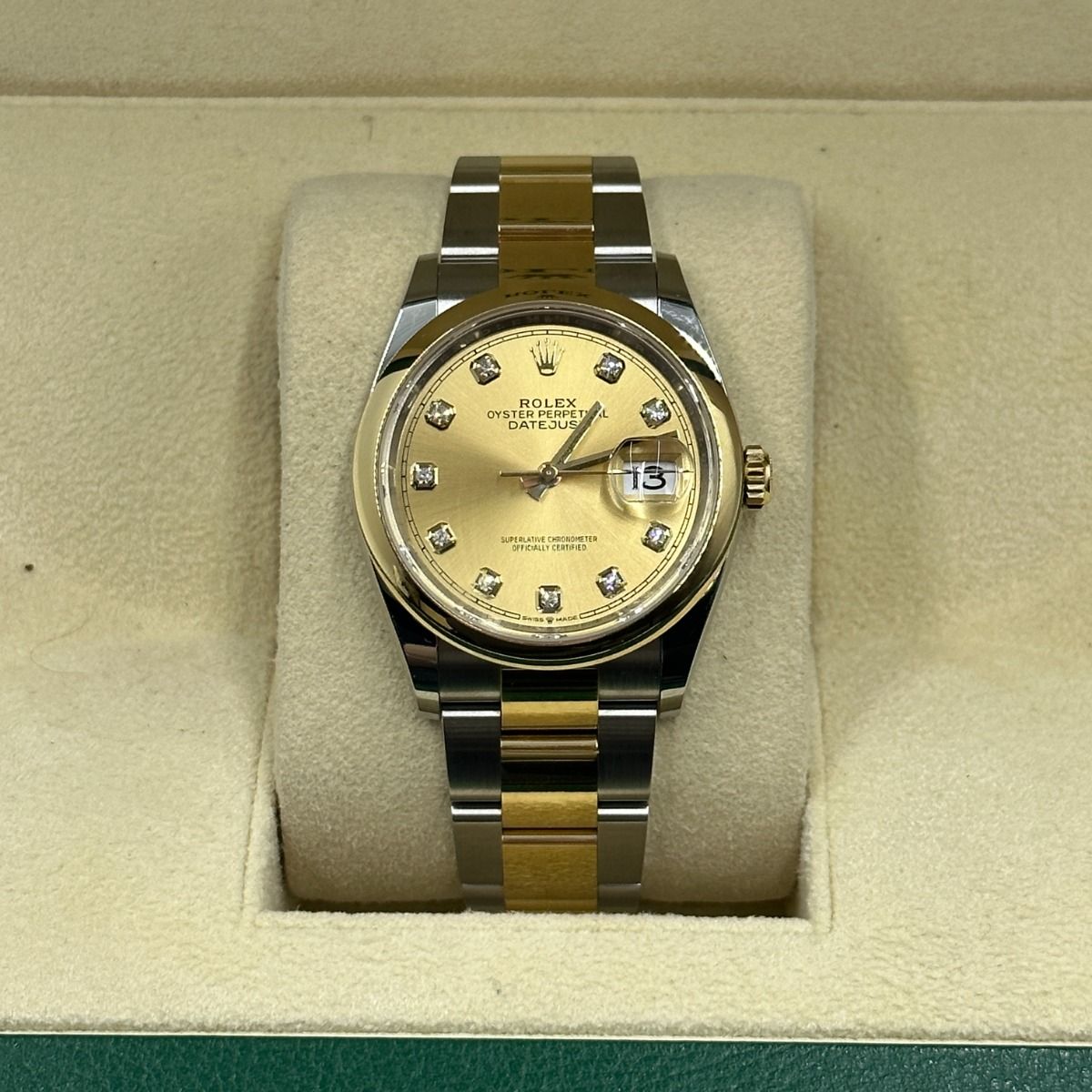 Rolex  Datejust 36mm 126203 Champagne Set with Diamonds Dial Domed Bezel Oyster Bracelet