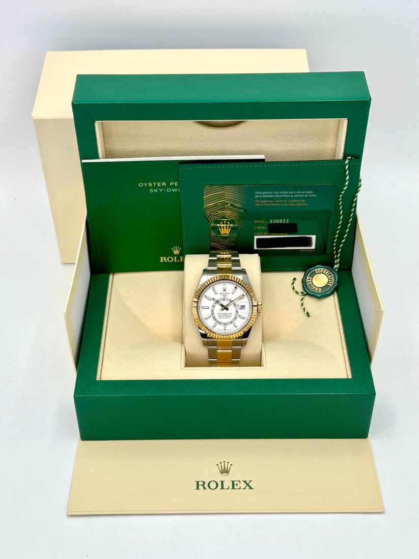 Rolex  Sky-Dweller 42mm 336933-0005 Two-Tone Yellow Gold White Dial Oyster