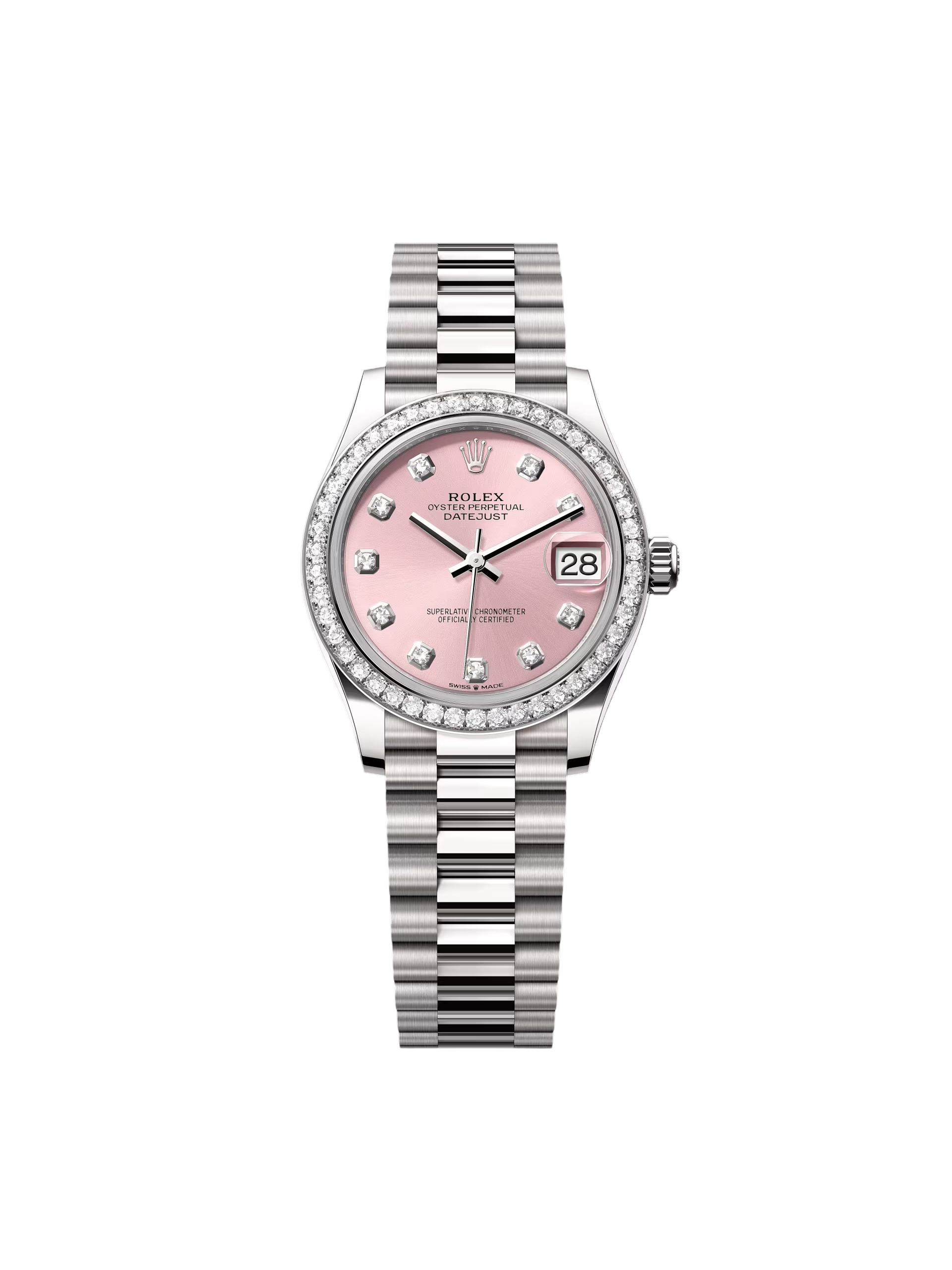 Rolex Datejust m278289RBR-0022 Pink Dial White Gold President Watch