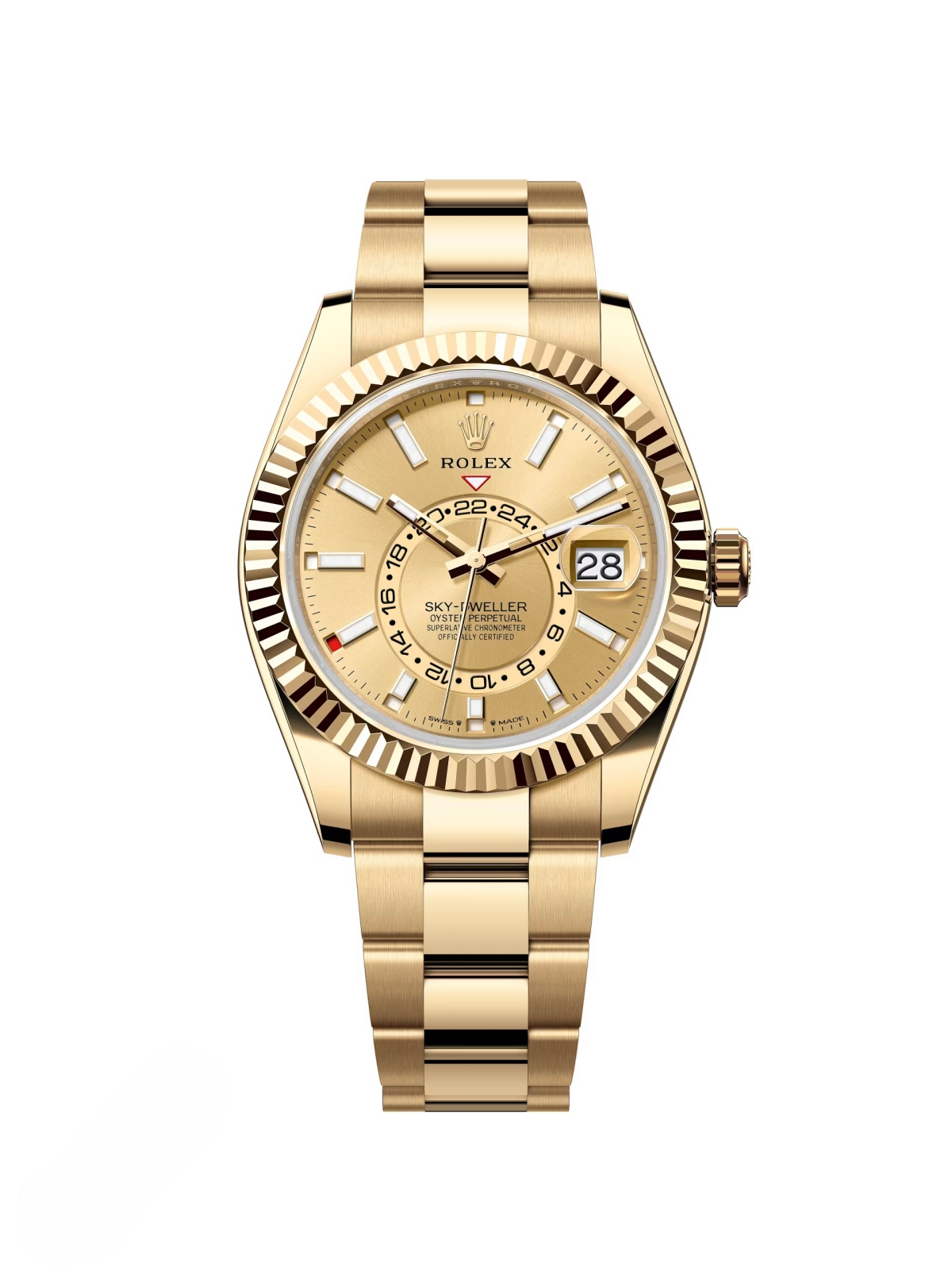 Rolex  Sky-Dweller 42mm 336938-0001 Yellow Gold Champagne Dial