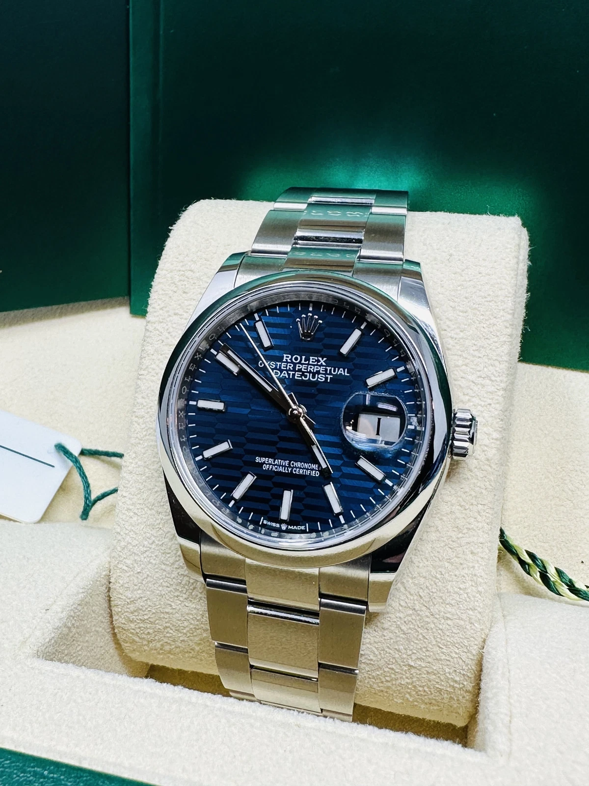 Rolex  Datejust 36mm 126200 Oyster Perpetual Blue Fluted Motif Dial Jubilee Stainless Steel