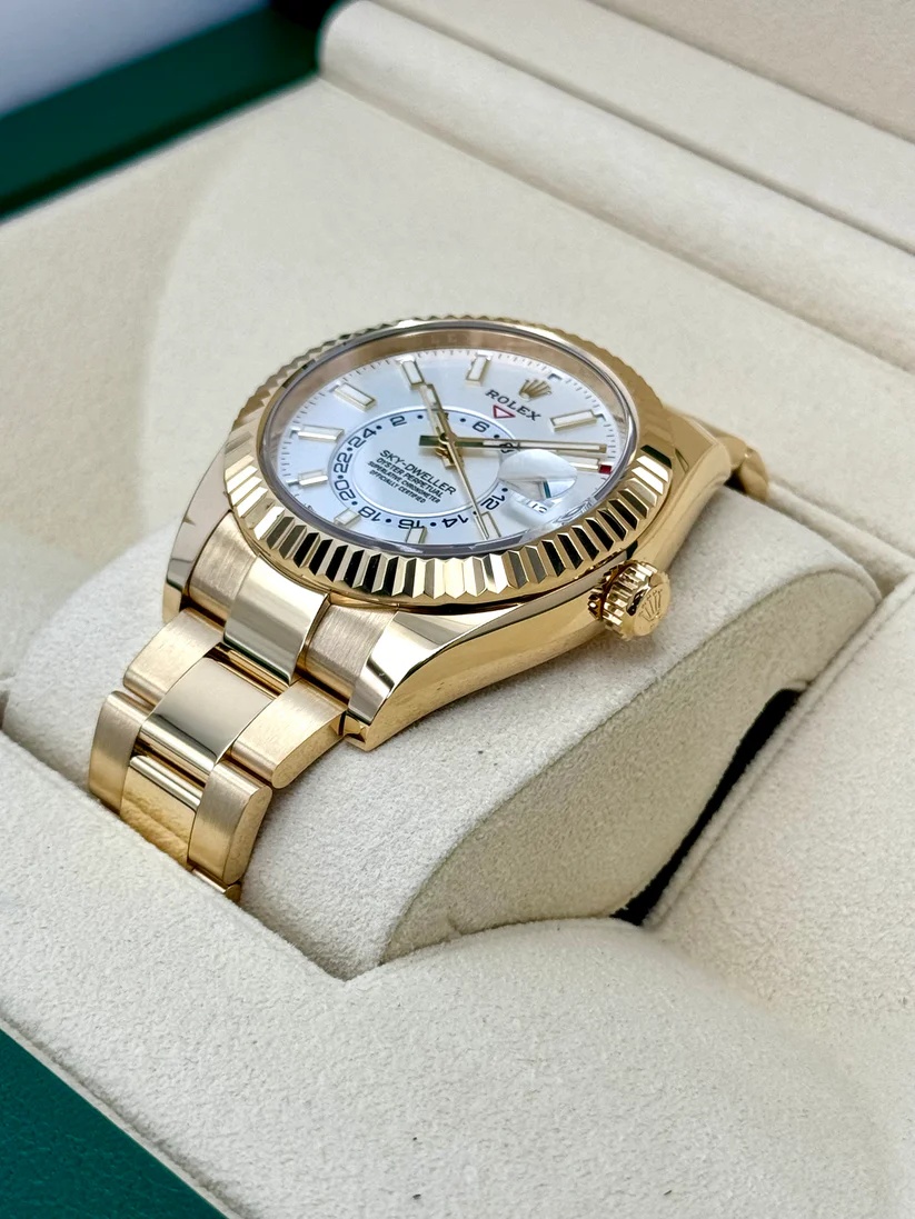 Rolex  Sky-Dweller 42mm 336938-0003 Yellow Gold White Dial