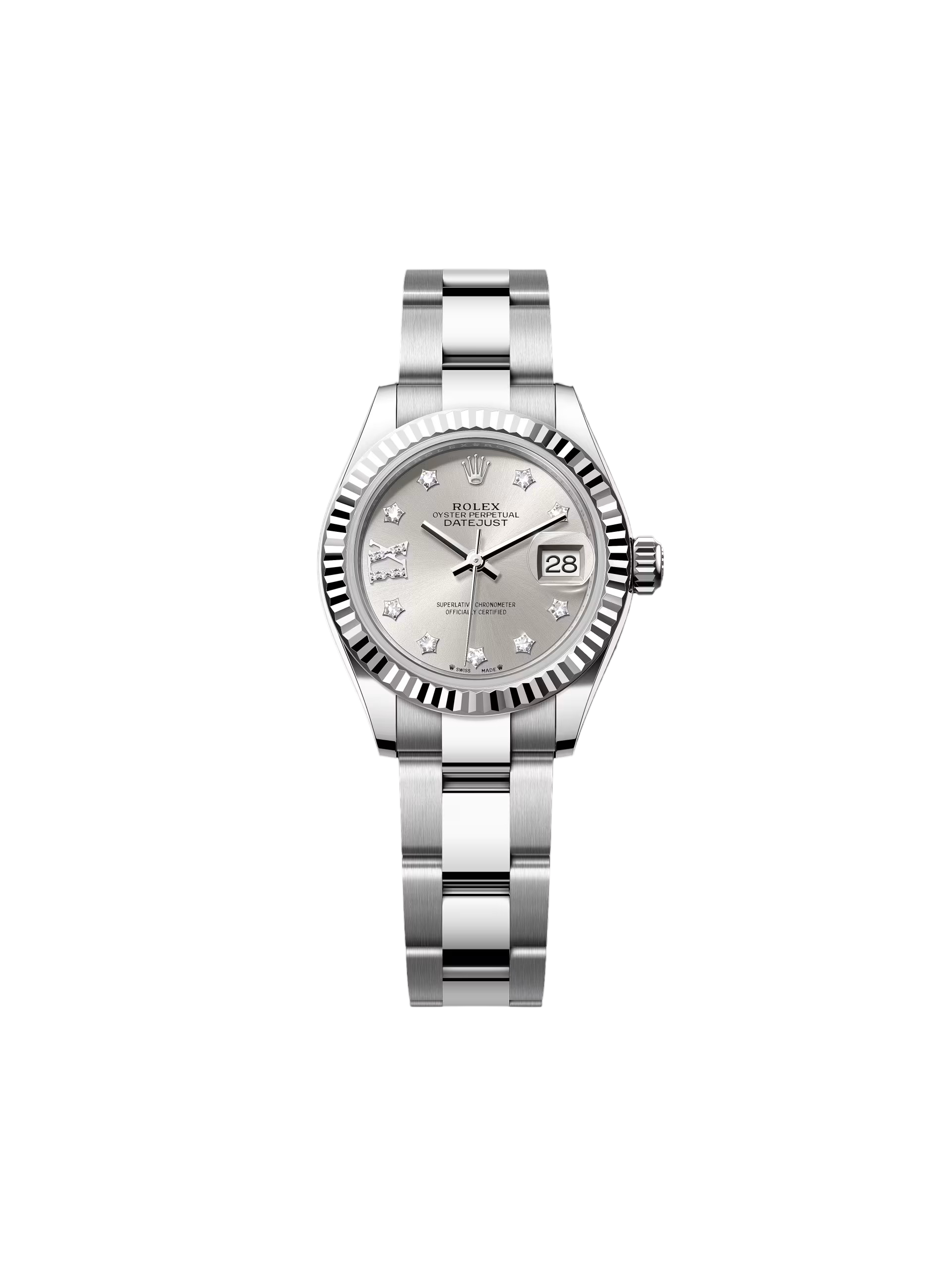 Rolex Lady-Datejust 28mm 279174 Silver Diamond Dial Oyster Bracelet