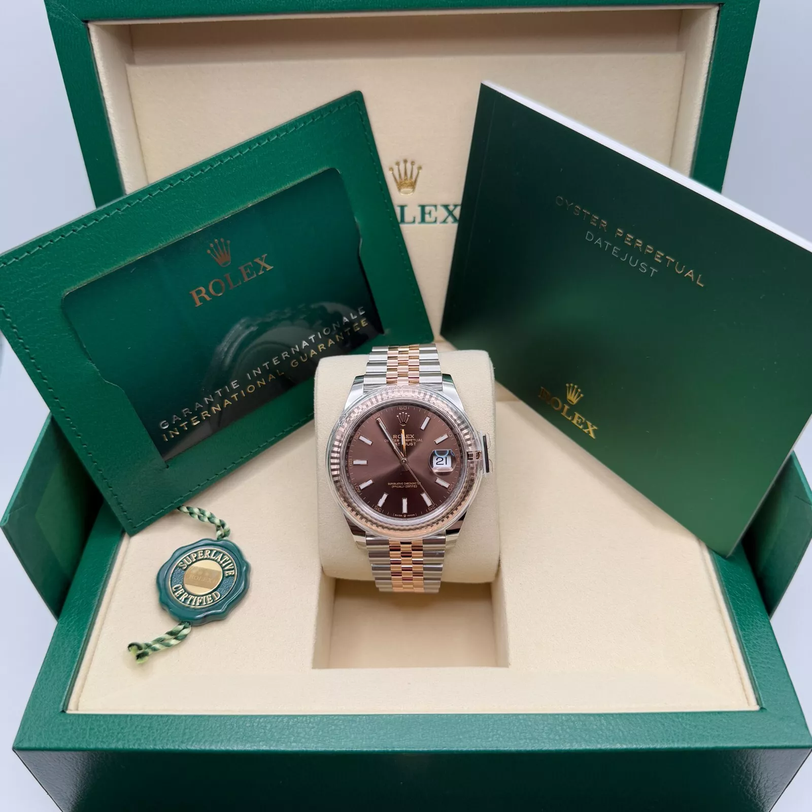 Rolex Datejust 41mm 126331 Chocolate Index Jubilee Steel and Everose Gold Watch