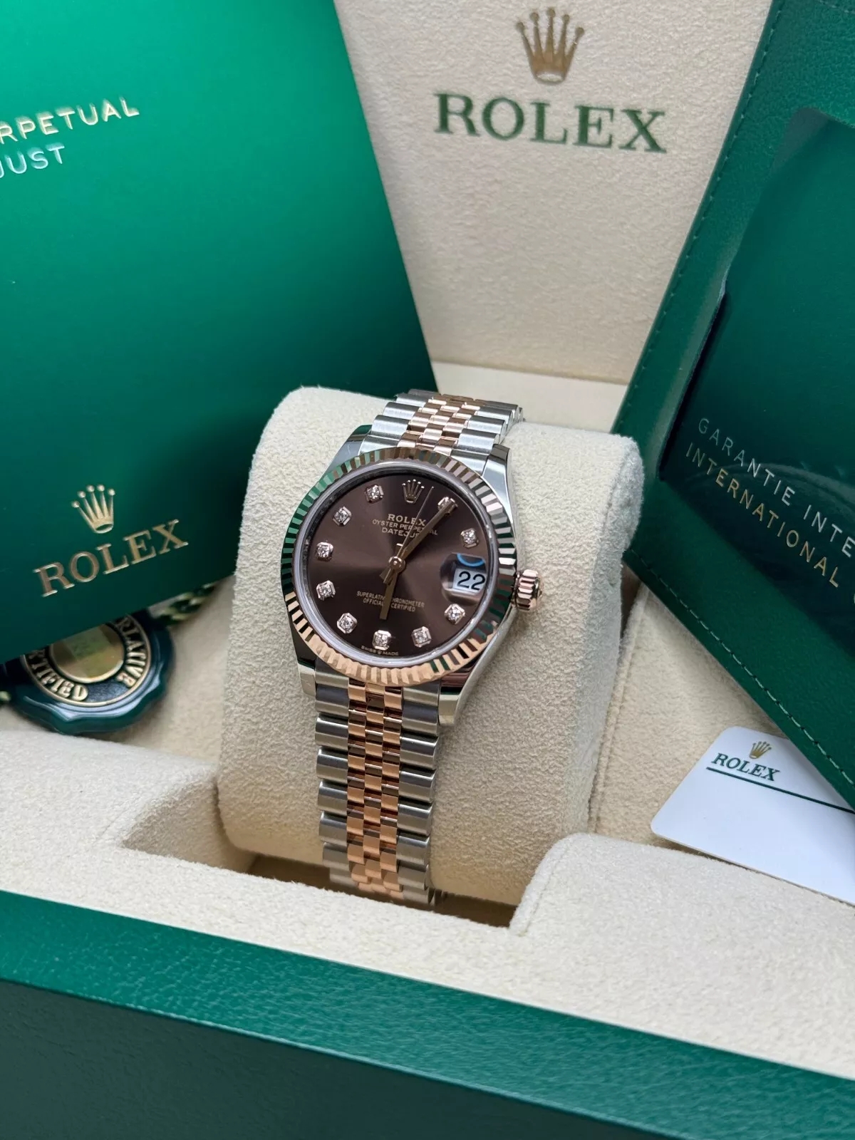 Rolex Lady-Datejust 28mm 279171 Chocolate Diamond Oyster Stainless Steel and Rose Gold