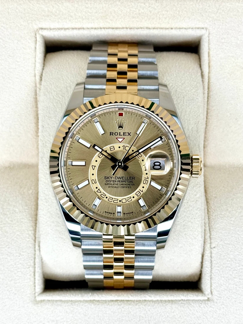 Rolex  Sky-Dweller 42mm 336933-0002 Two-Tone Yellow Gold Champagne Dial Oyster