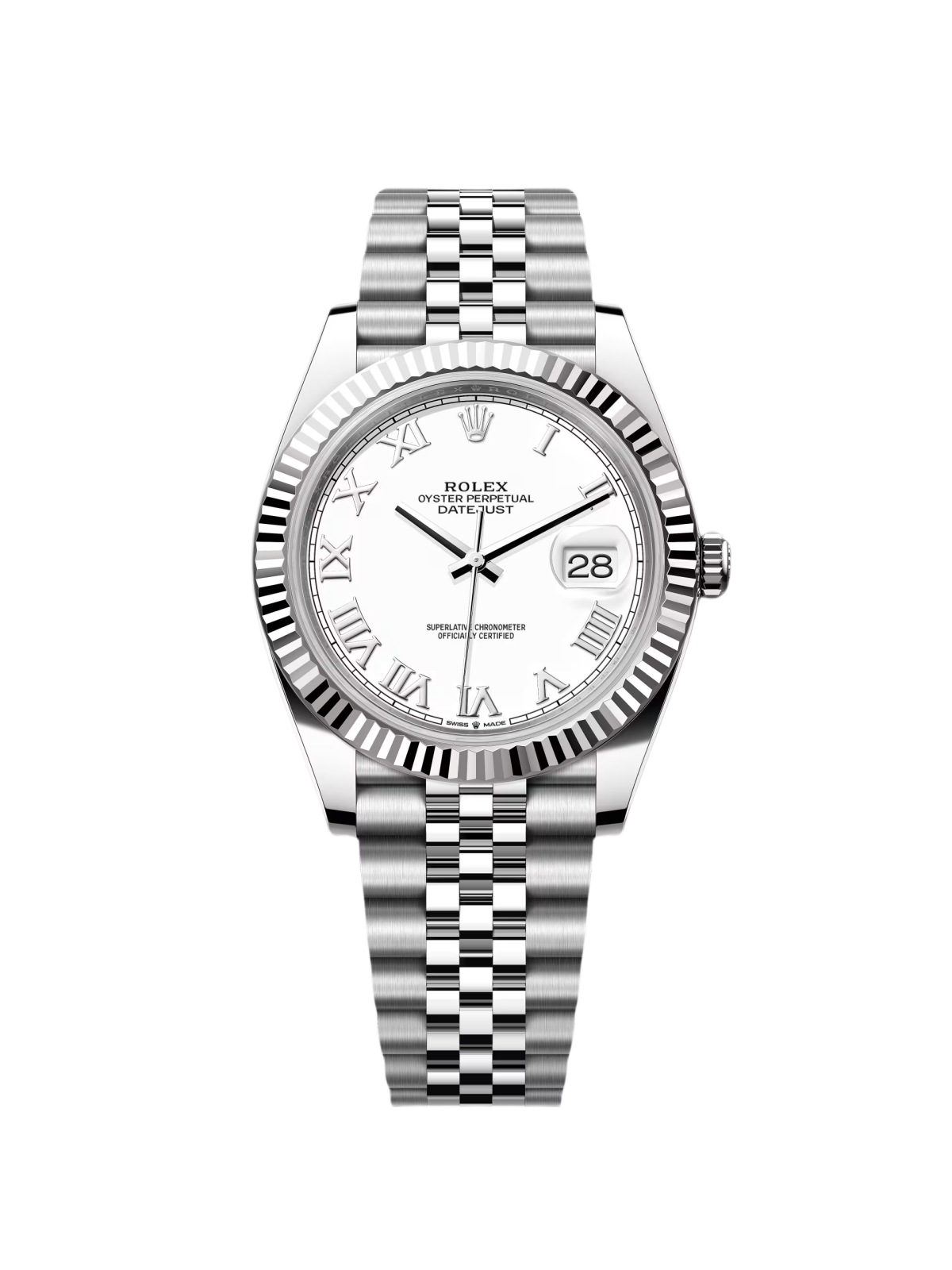 Rolex  Datejust 41mm 126334 White Roman Oyster Stainless Steel Mens Watch