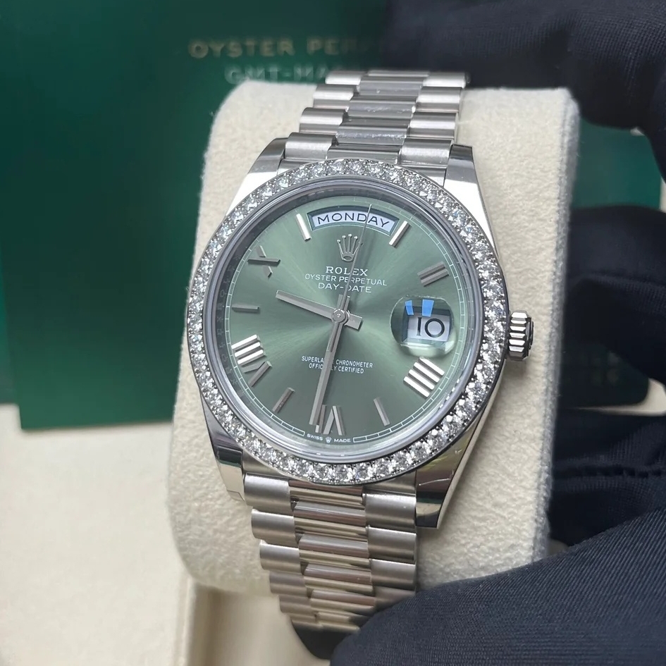 Rolex  Day-Date 40mm 228349RBR-0030 Olive Green Dial President Bracelet