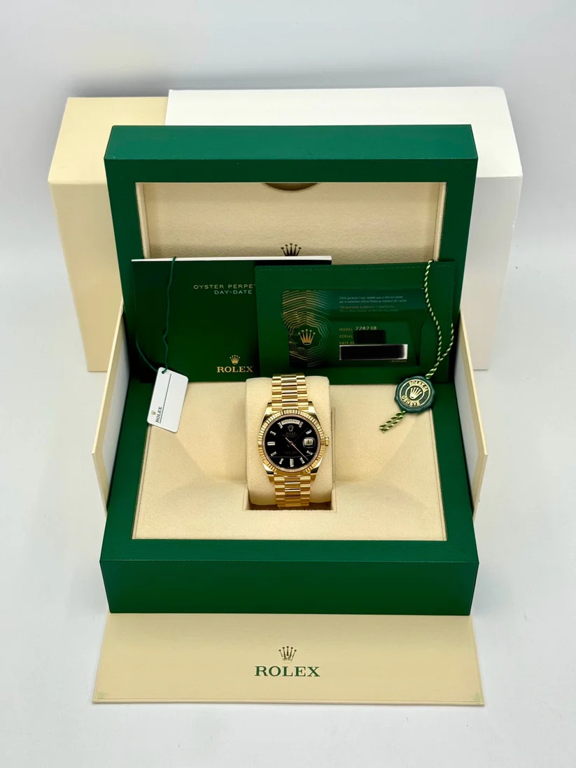 Rolex Yellow Gold President Day Date 40mm Onyx Diamond Dial - 228238