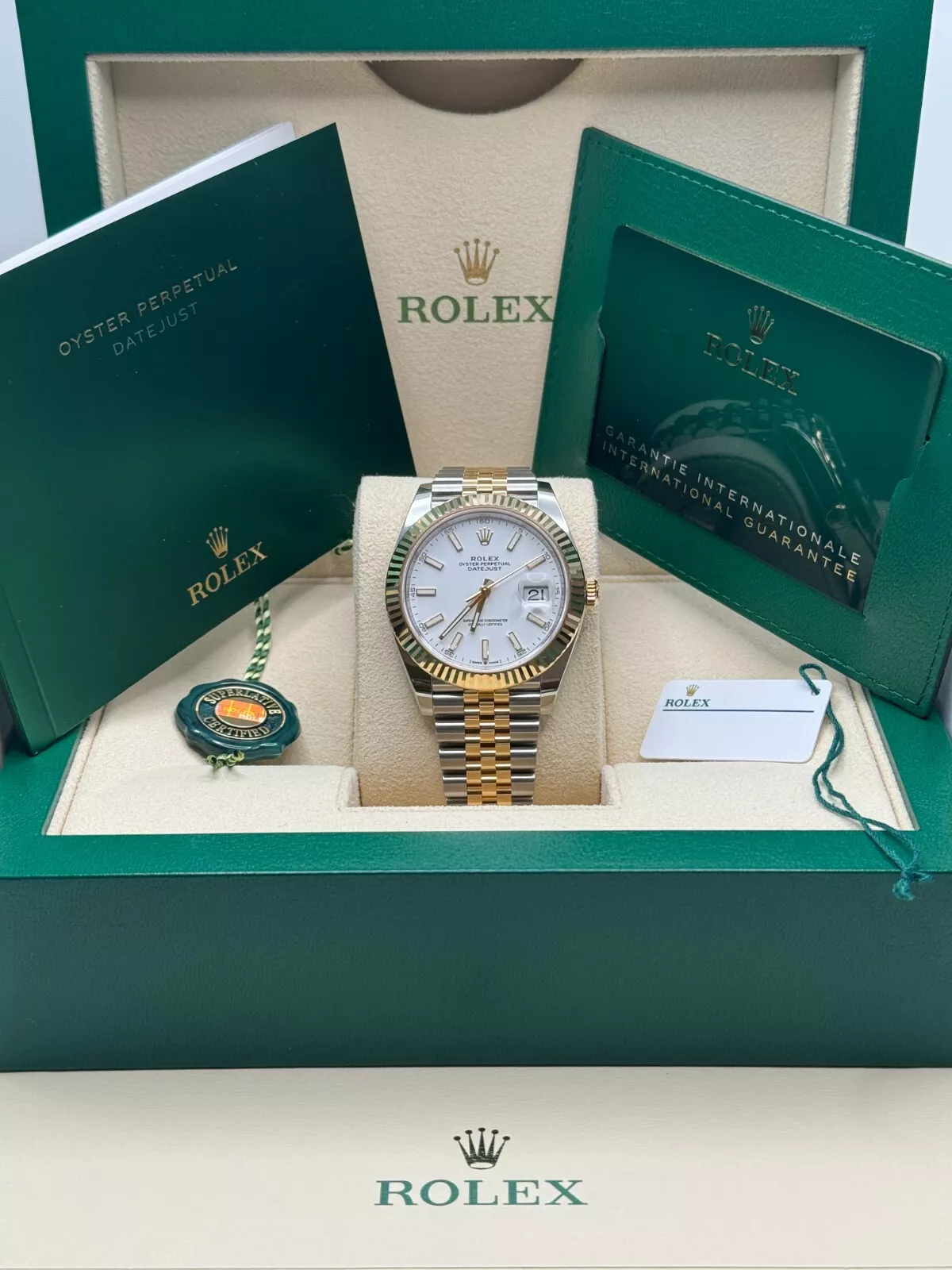 Rolex  Datejust 41mm 126333 White Index Oyster Steel and Yellow Gold Mens Watch