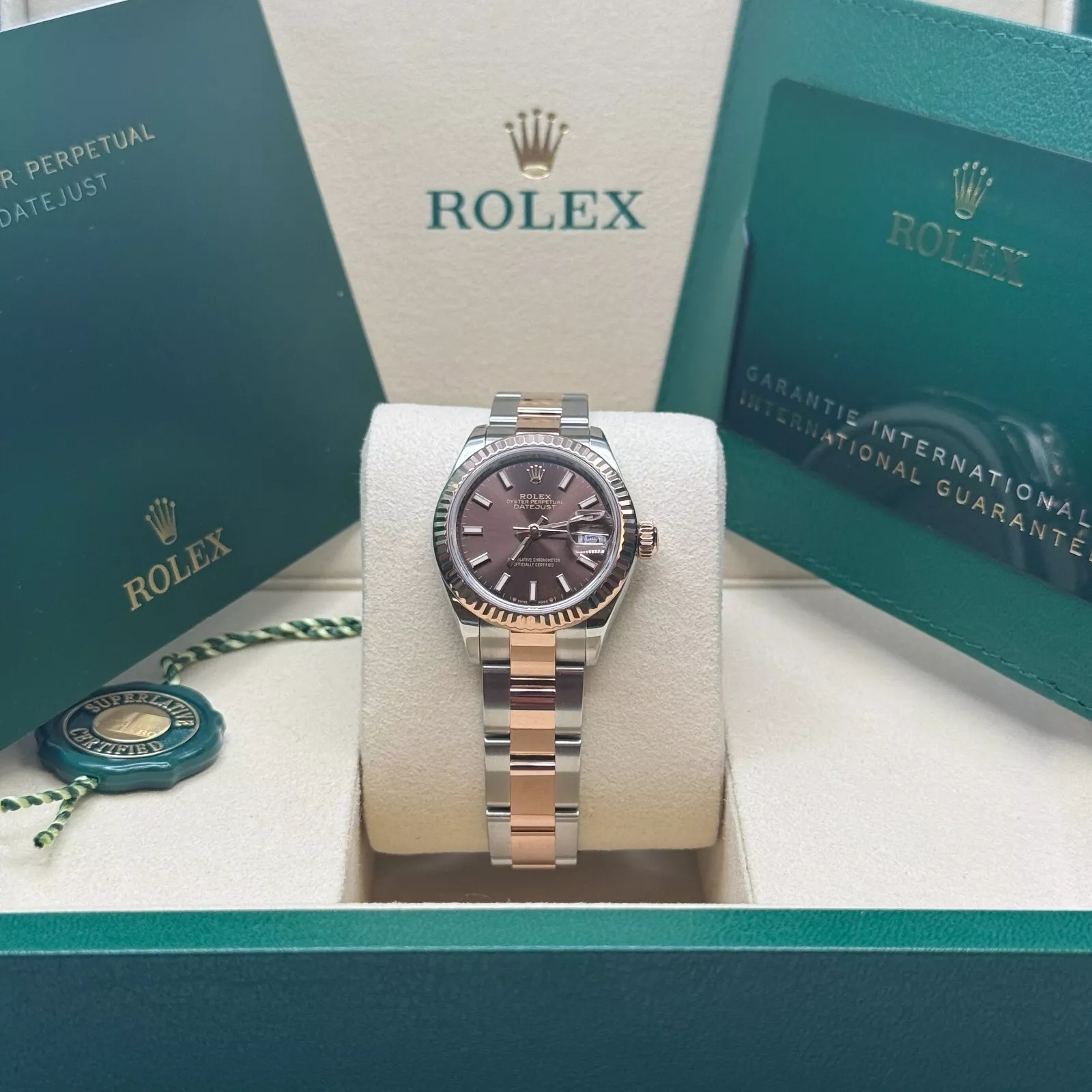 Rolex Lady-Datejust 28mm 279171 Chocolate Index Oyster Stainless Steel and Rose Gold