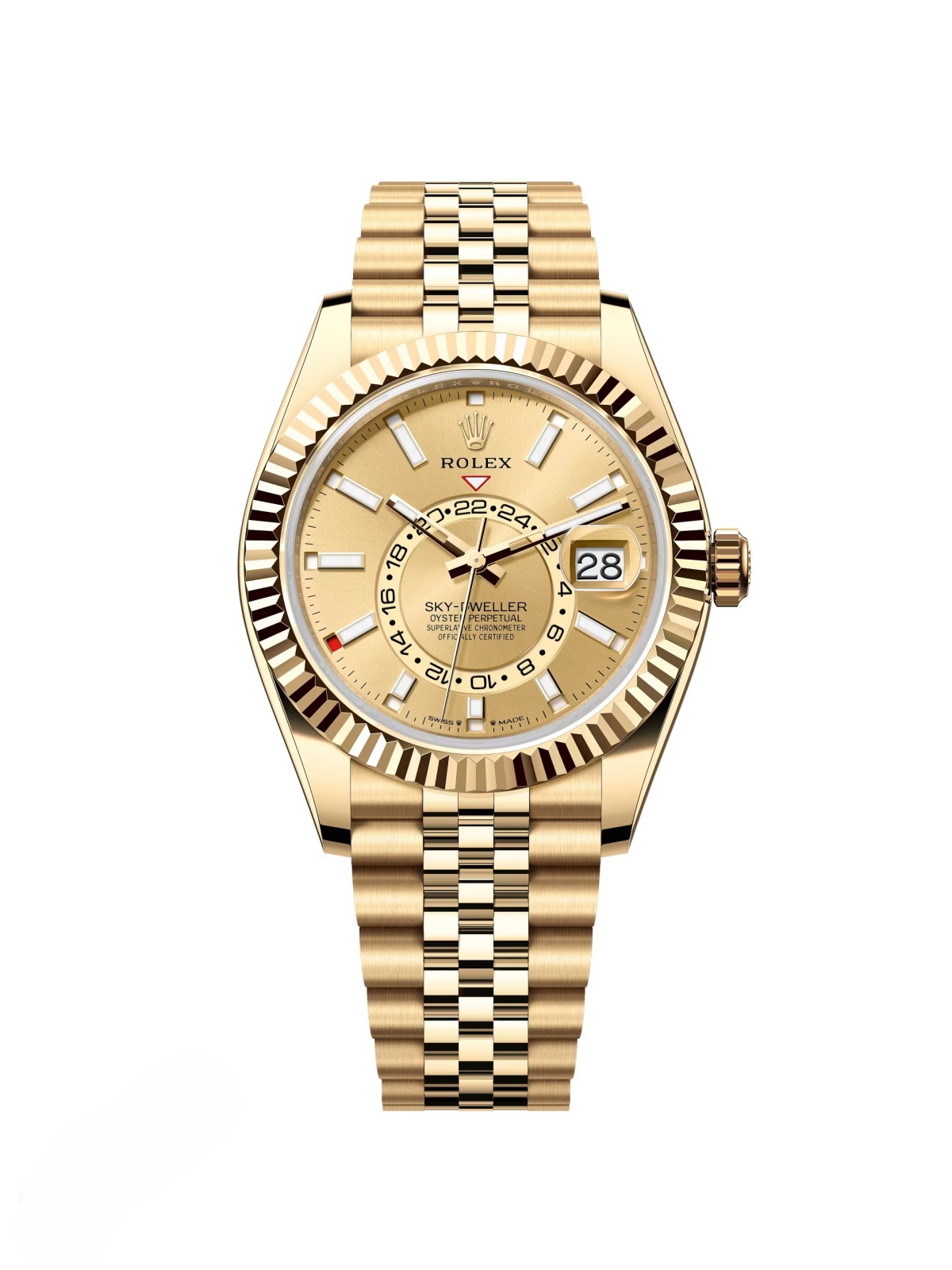 Rolex  Sky-Dweller 42mm 336938-0004 Yellow Gold Champagne Dial Jubilee