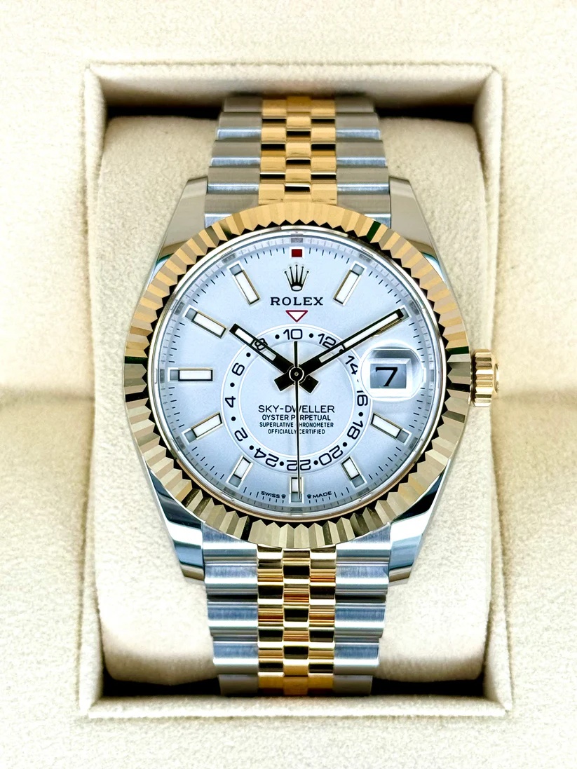 Rolex  Sky-Dweller 42mm 336933-0006 Two-Tone Yellow Gold White Dial Oyster
