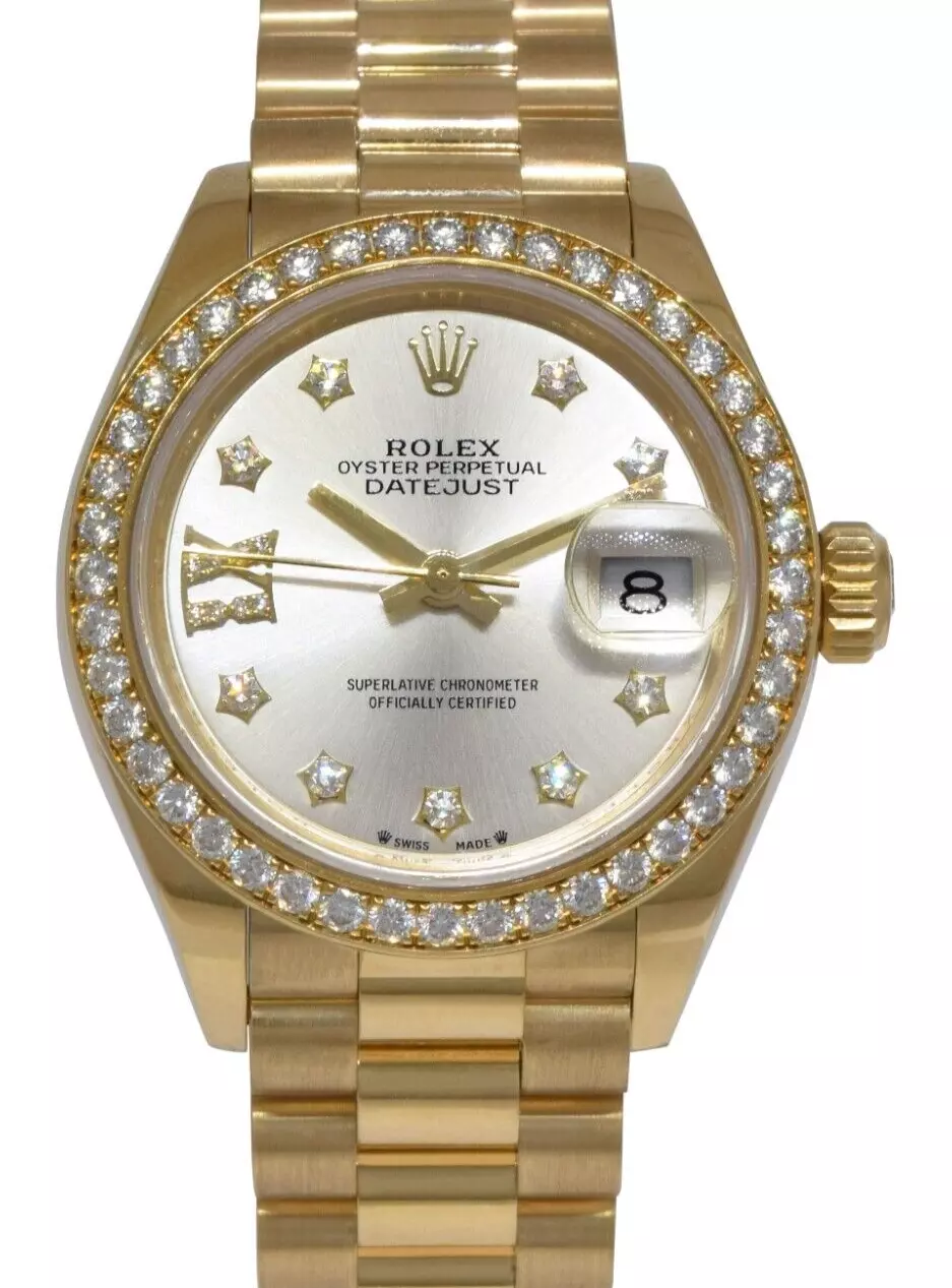 Rolex Lady-Datejust 28mm 279138RBR Silver Dial President Bracelet Watch