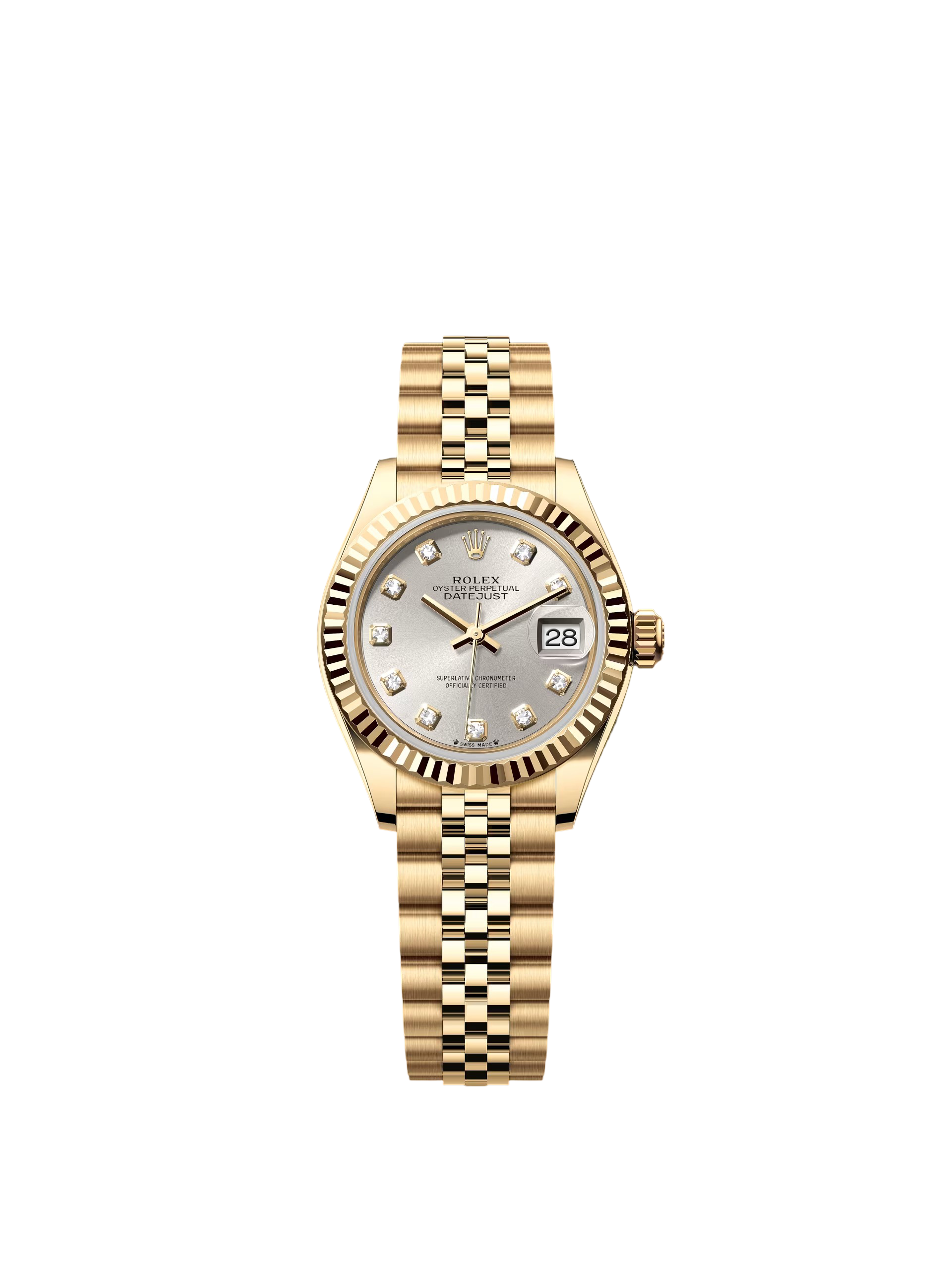 Rolex Lady-Datejust 28mm Silver Diamond Dial
