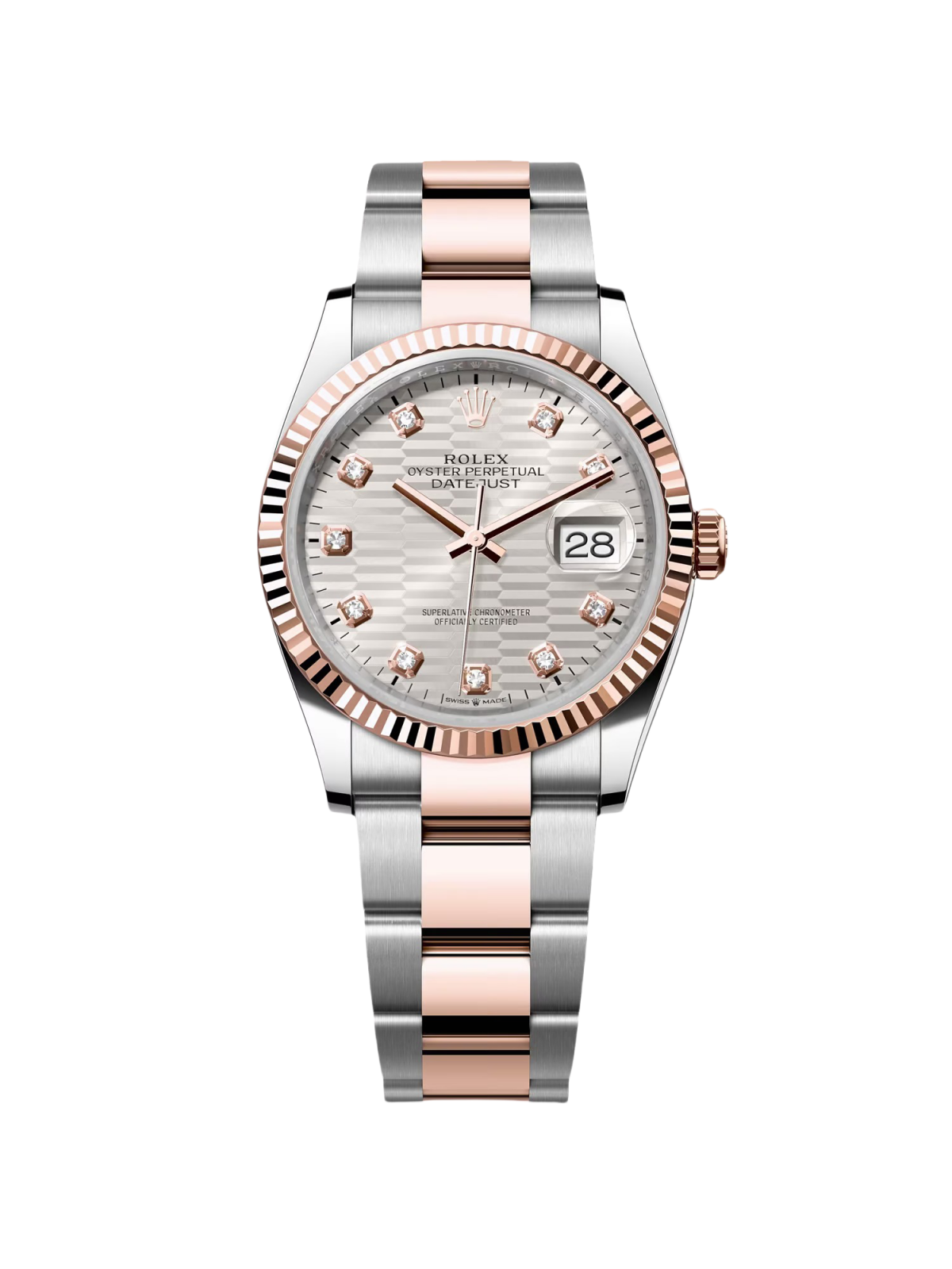 Rolex  Datejust 36mm 126231 Silver Fluted Motif Dial Oystersteel and Everose gold Bracelet