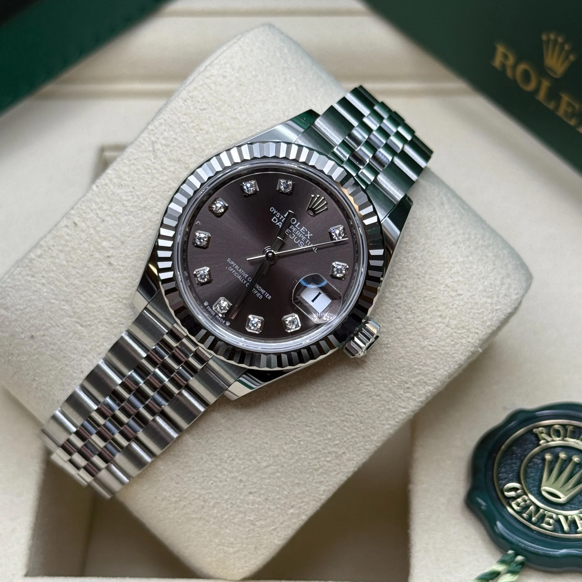 Rolex Lady-Datejust 28mm 279174 Dark Grey Diamond Dial Oyster Bracelet