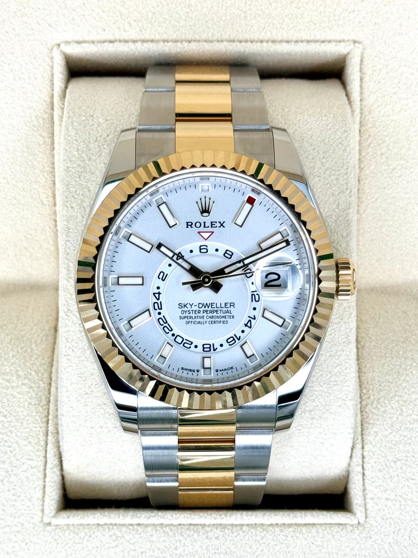 Rolex  Sky-Dweller 42mm 336933-0005 Two-Tone Yellow Gold White Dial Oyster