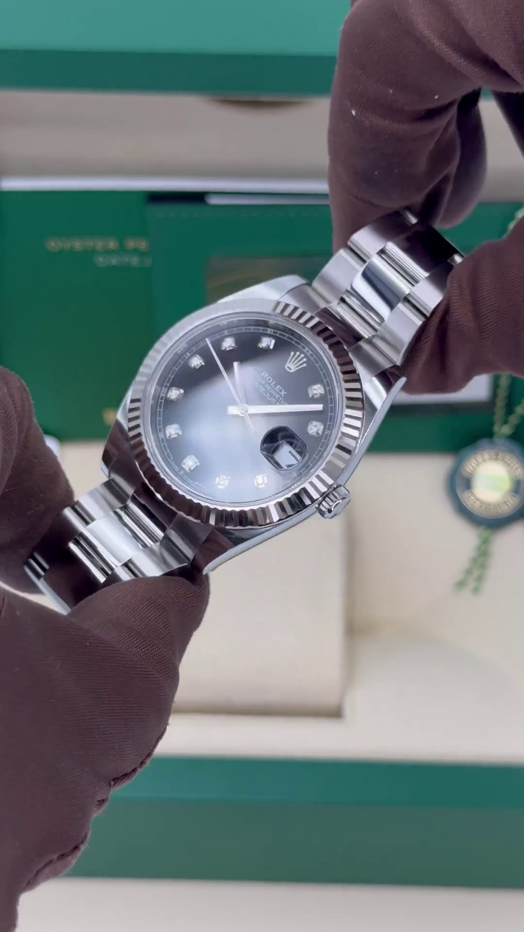 Rolex  Datejust 41mm 126334 Black Diamond Oyster Stainless Steel Mens Watch