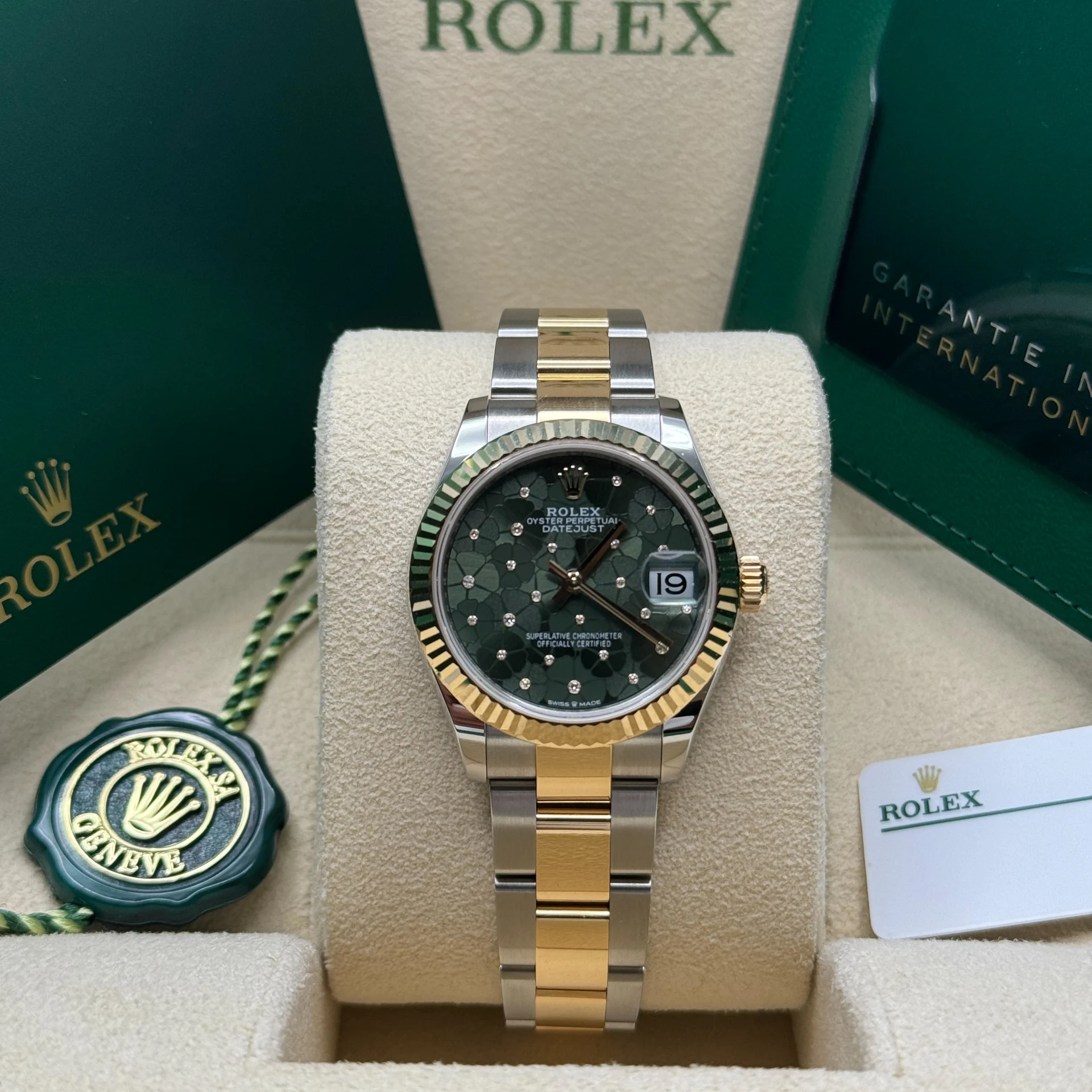 Rolex Datejust m278273-0031/0032 31mm Olive Green Floral Motif Dial Stainless Steel and Yellow Gold Oyster Watch