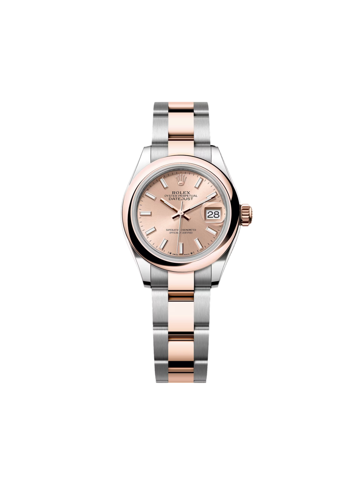 Rolex Lady-Datejust 28mm  279161 Rose Stick Dial, Two Tone Stainless Steel & 18K Rose Gold Oyster Bracelet Women's Watch