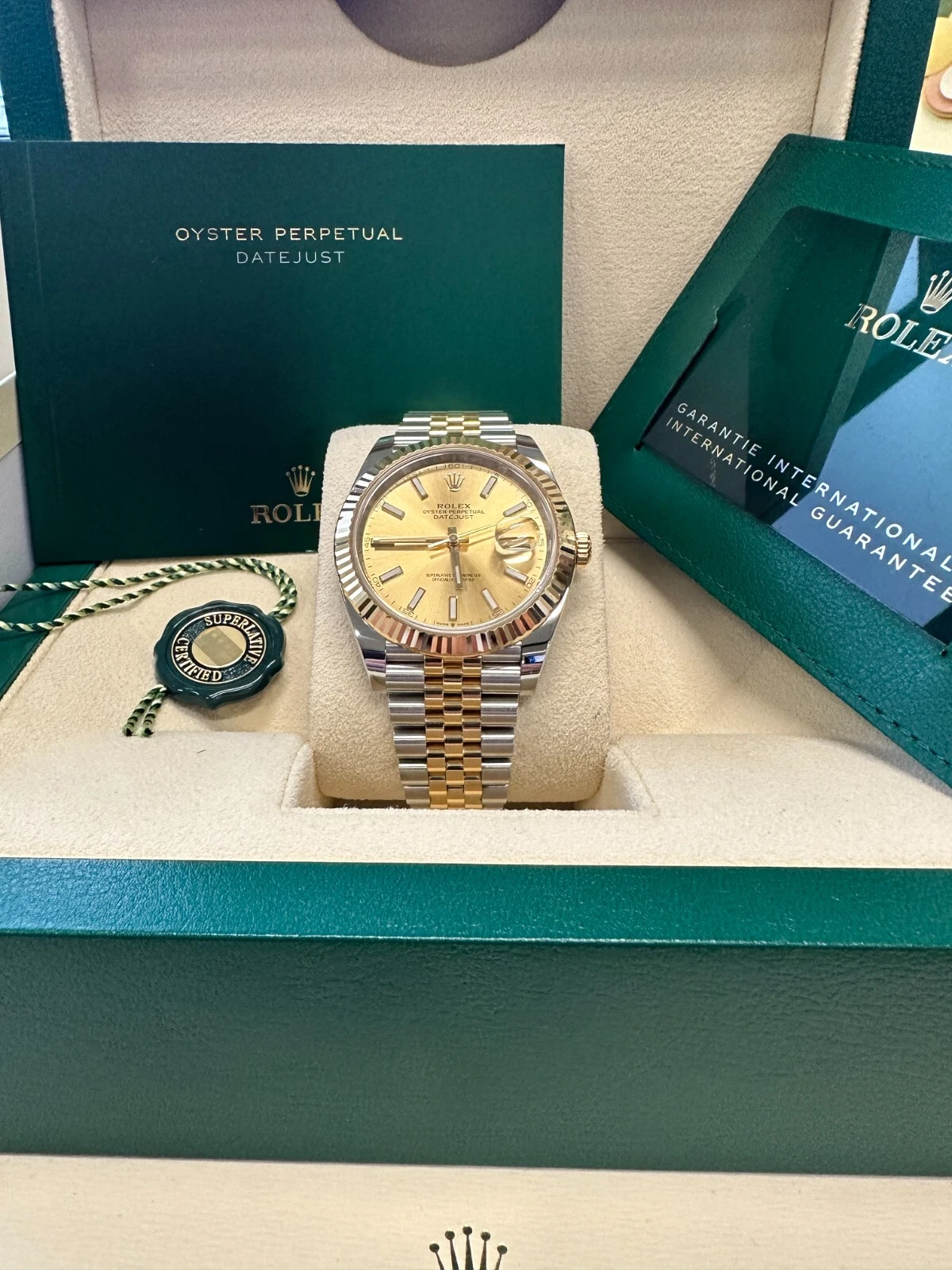 Rolex  Datejust 41mm 126333 Champagne Index Jubilee Steel and Yellow Gold Mens Watch